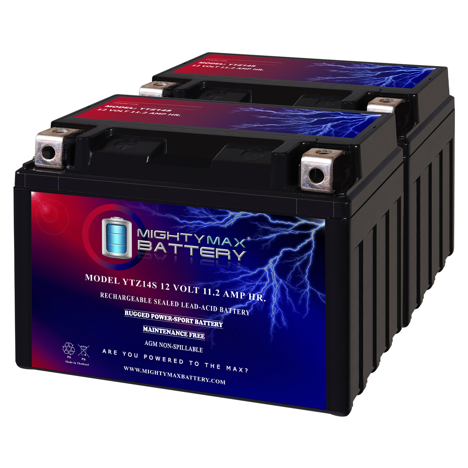 YTZ14S 12V 11.2AH Replacement Battery compatible with Power Source GTZ14S - 2 Pack