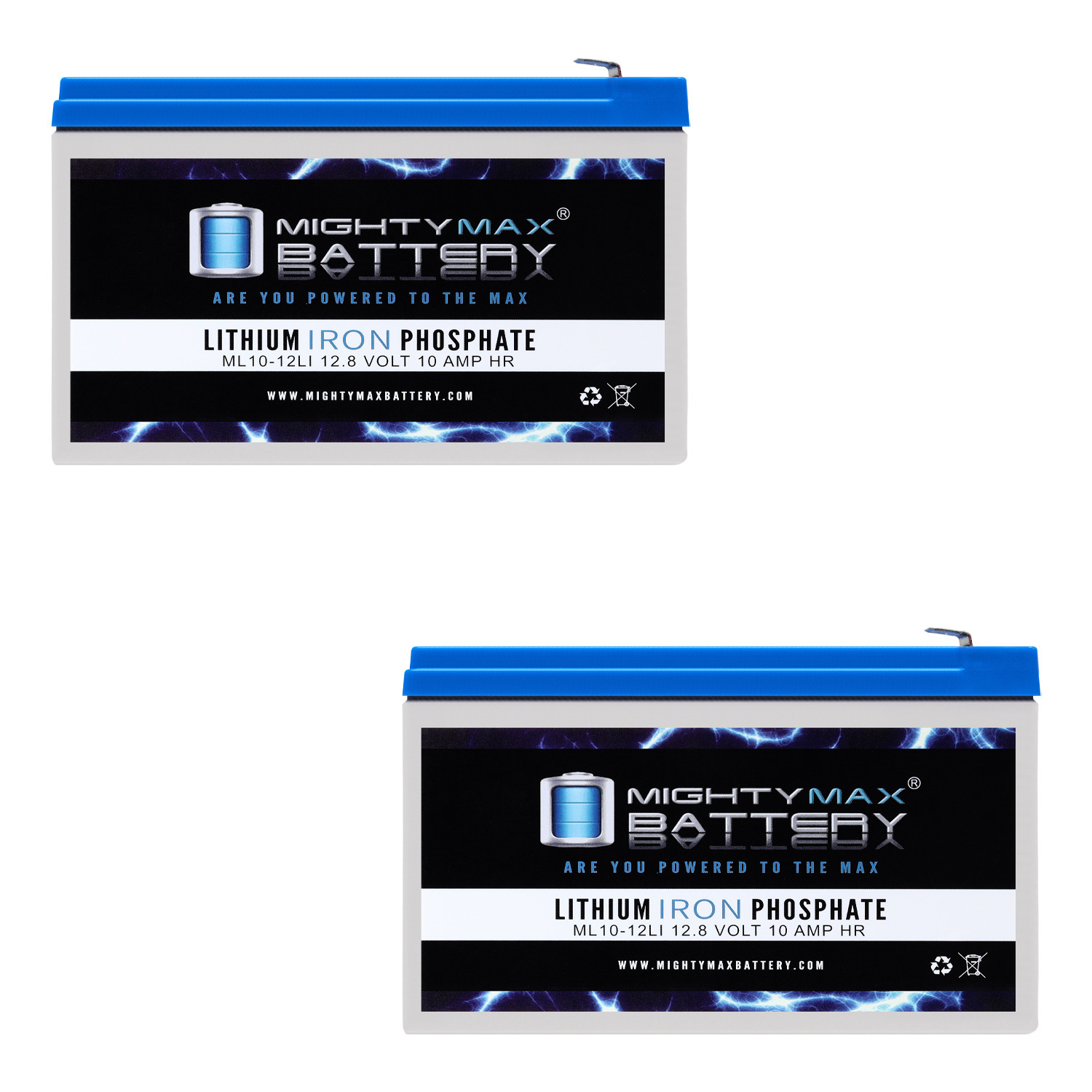 12V 10AH Lithium Replacement Battery compatible with Panasonic LC-R127R2PG1 - 2 Pack