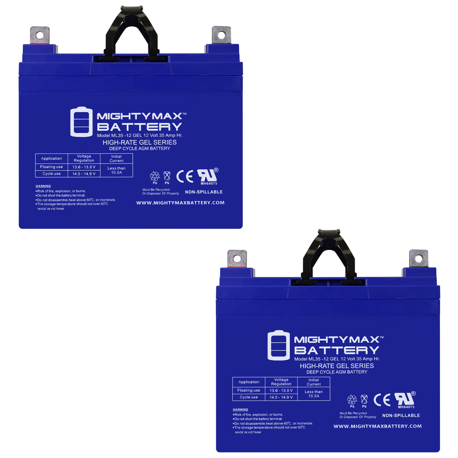 12V 35AH GEL NB Replacement Battery Compatible with Invacare, Dart RunAbout, Exel 250 - 2 Pack