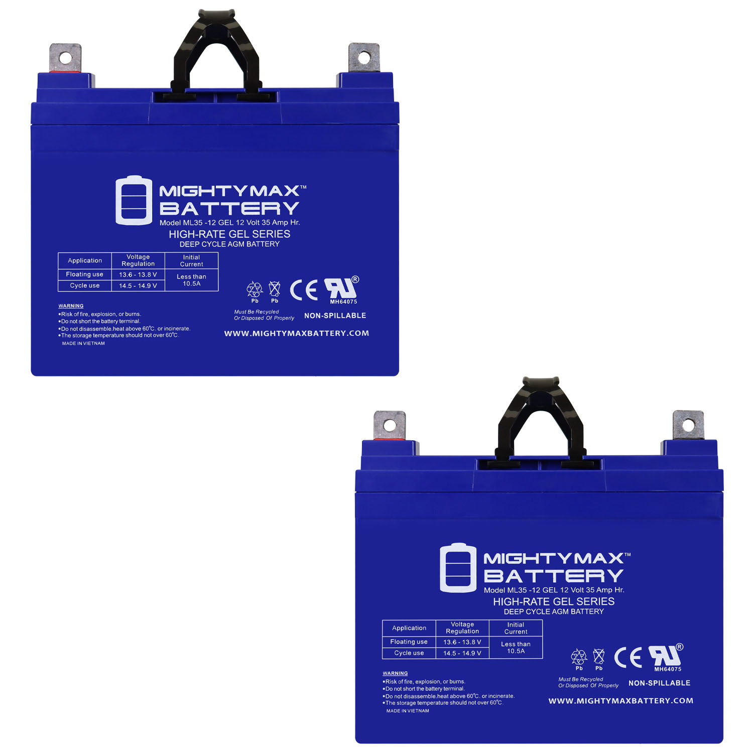 12V 35AH GEL NB Replacement Battery Compatible with Invacare Action Narrow Ranger - 2 Pack