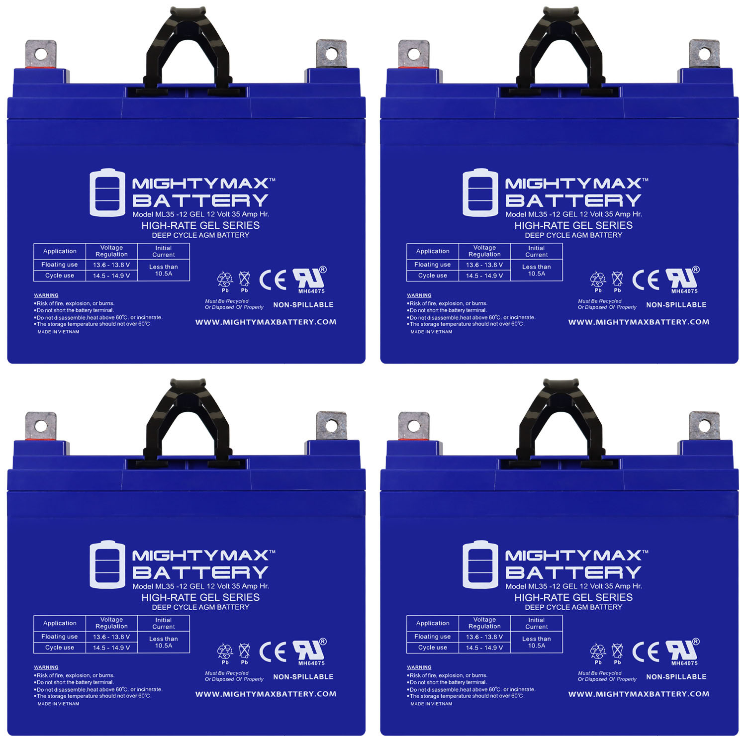 12V 35AH GEL NB Replacement Battery Compatible with Invacare Dart Jaguar Rabbit - 4 Pack