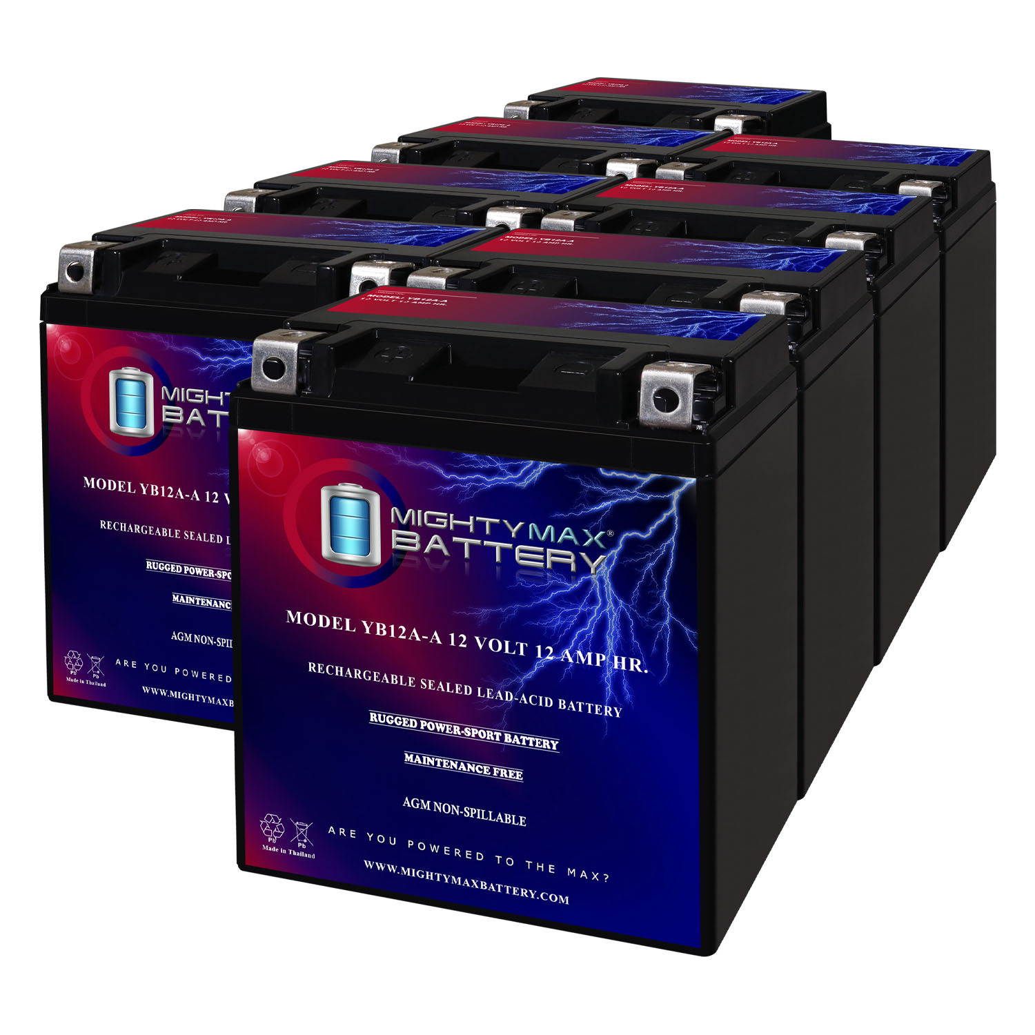 YB12A-A 12V 12AH Replacement Battery Compatible with Autozone CB12A-A - 8 Pack
