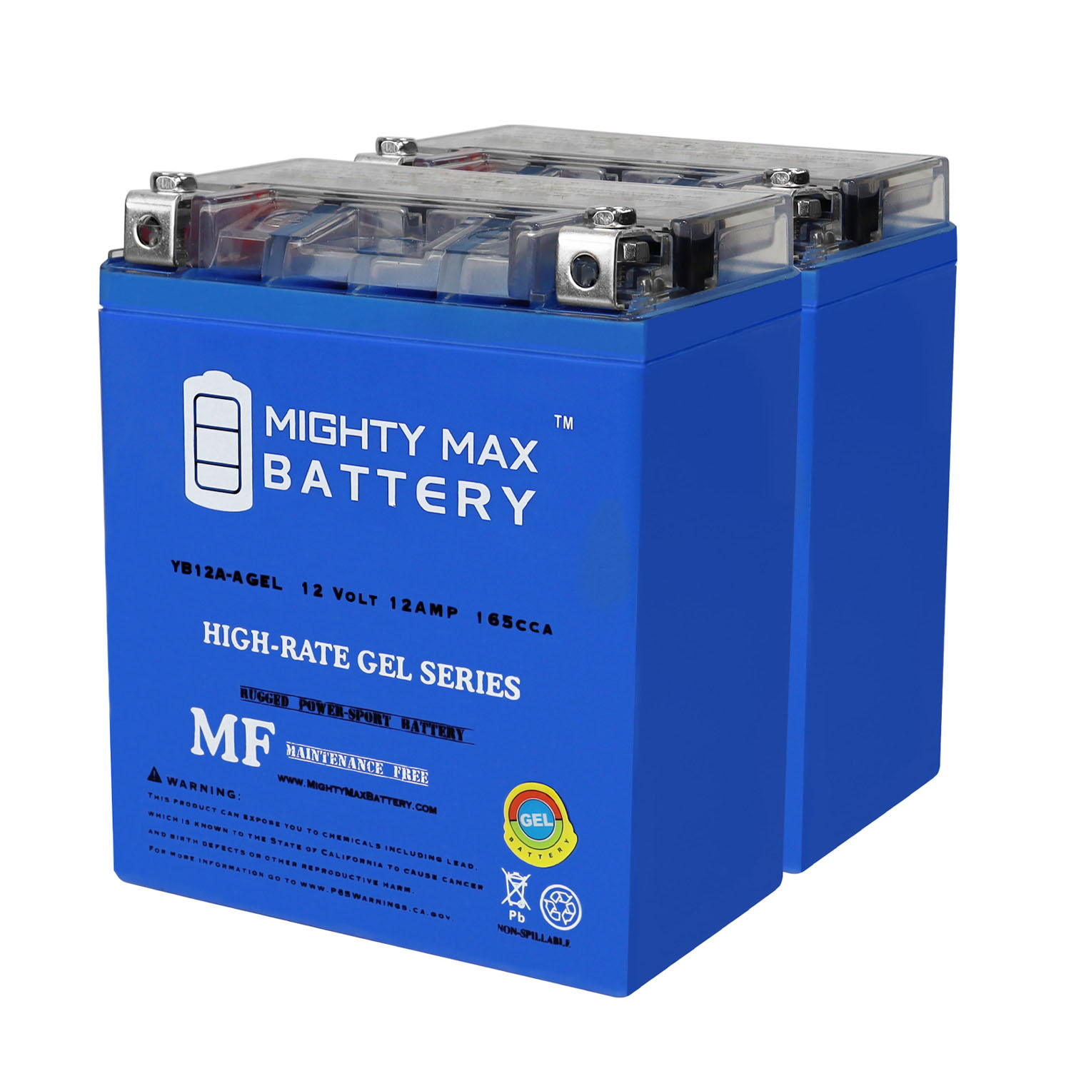 12V 12AH 165CCA GEL Replacement Battery Compatible with Chrome YB12A-A - 2 Pack