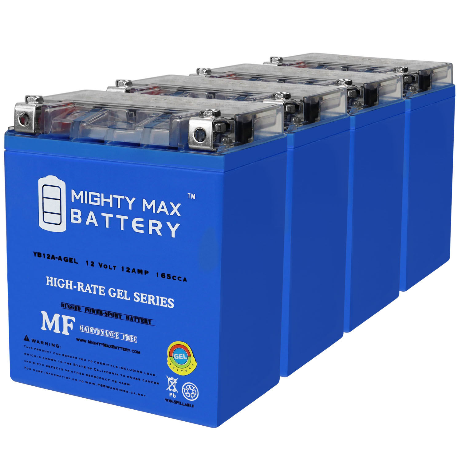 12V 12AH 165CCA GEL Replacement Battery Compatible with Chrome YB12A-A - 4 Pack