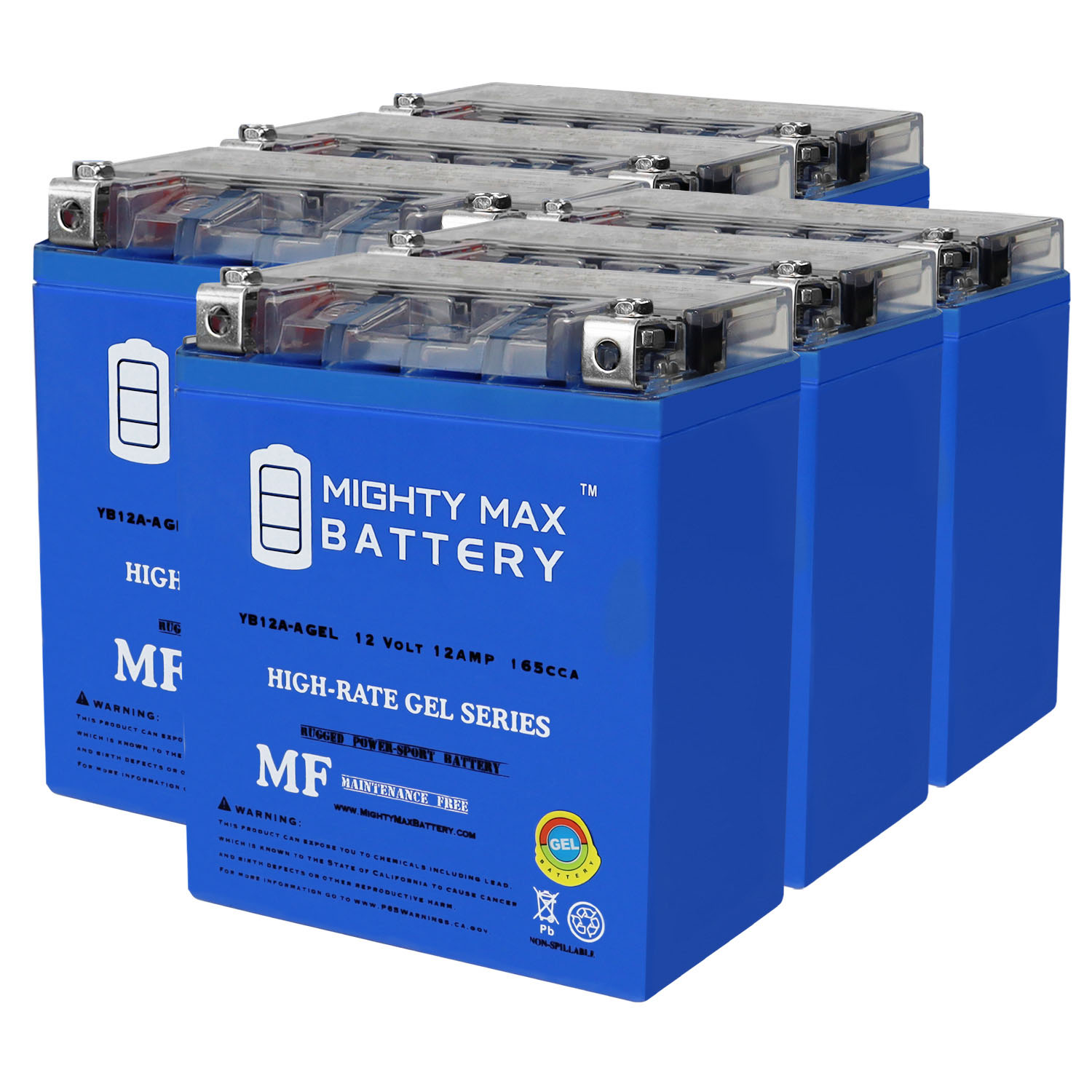12V 12AH 165CCA GEL Replacement Battery Compatible with Chrome YB12A-A - 6 Pack