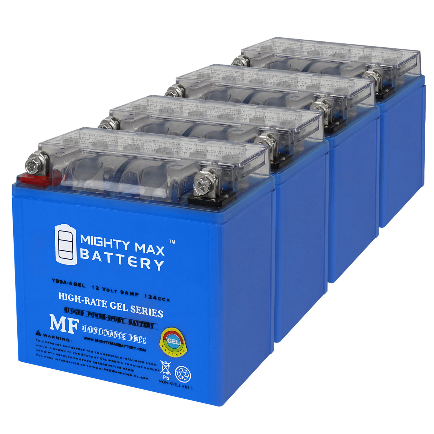 YB9A-A 12V 9AH GEL Replacement Battery compatible with Yuasa YB9A-A Yumicron - 4 Pack