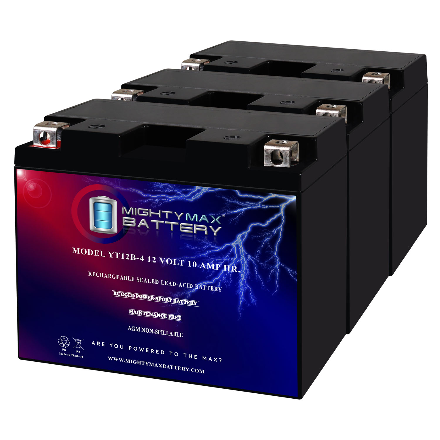 YT12B-4 12V 10Ah SLA Replacement Battery Compatible with Yamaha TDM900 14 - 3 Pack