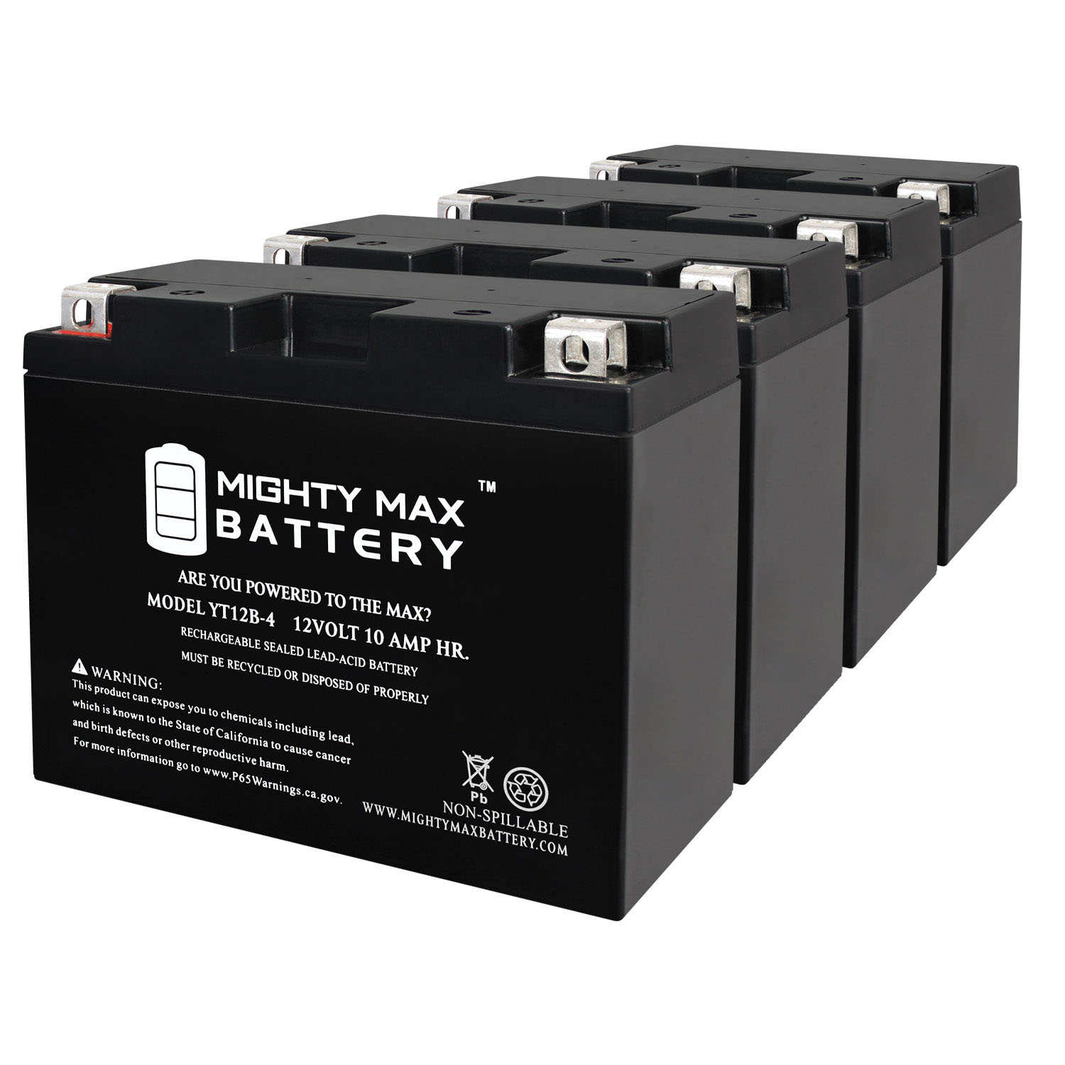 YT12B-4 12V 10Ah SLA Replacement Battery Compatible with Ducati 1200 Diavel ABS 11-18 - 4 Pack