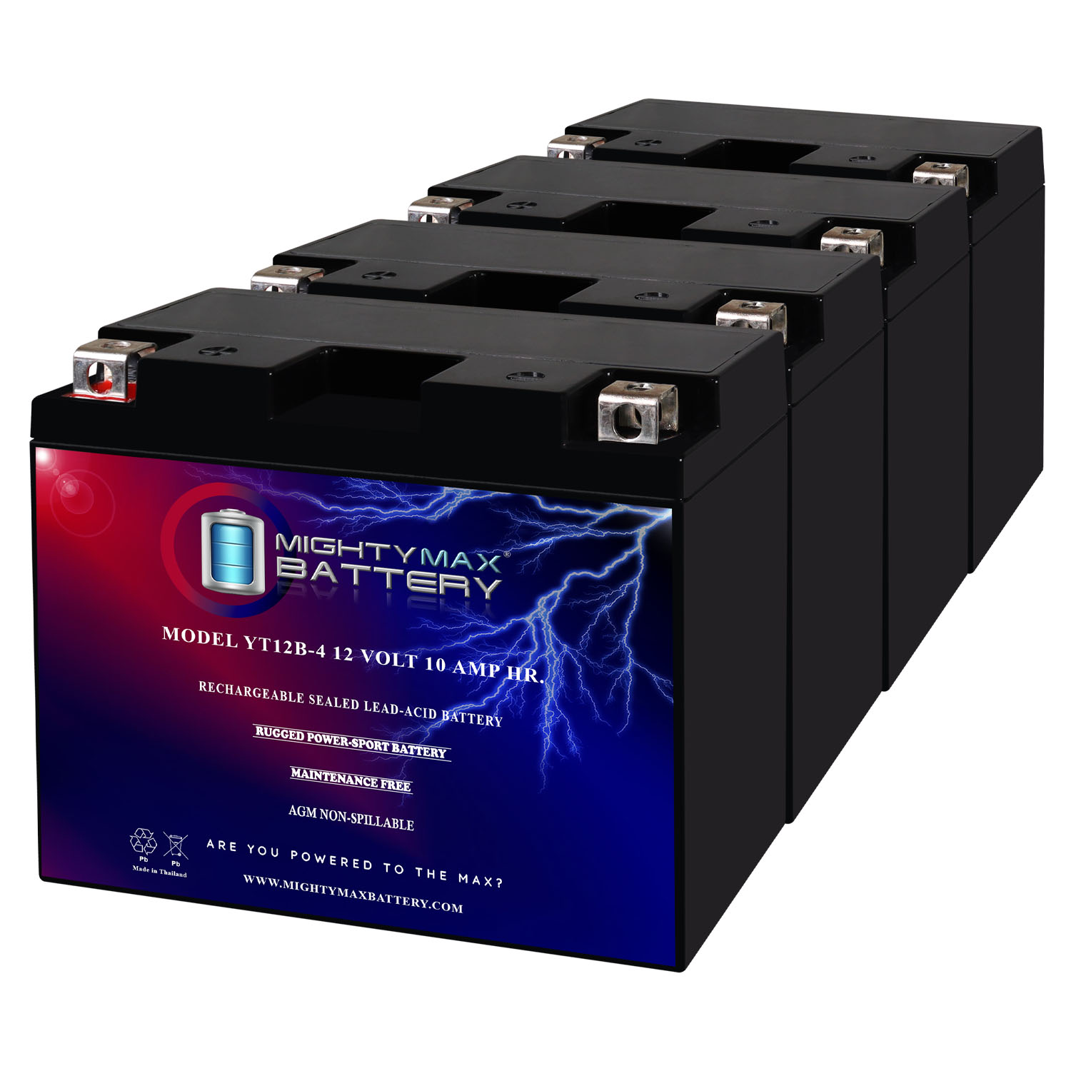 YT12B-4 12V 10Ah SLA Replacement Battery Compatible with Ducati Streetfighter 1100 S 11 - 4 Pack