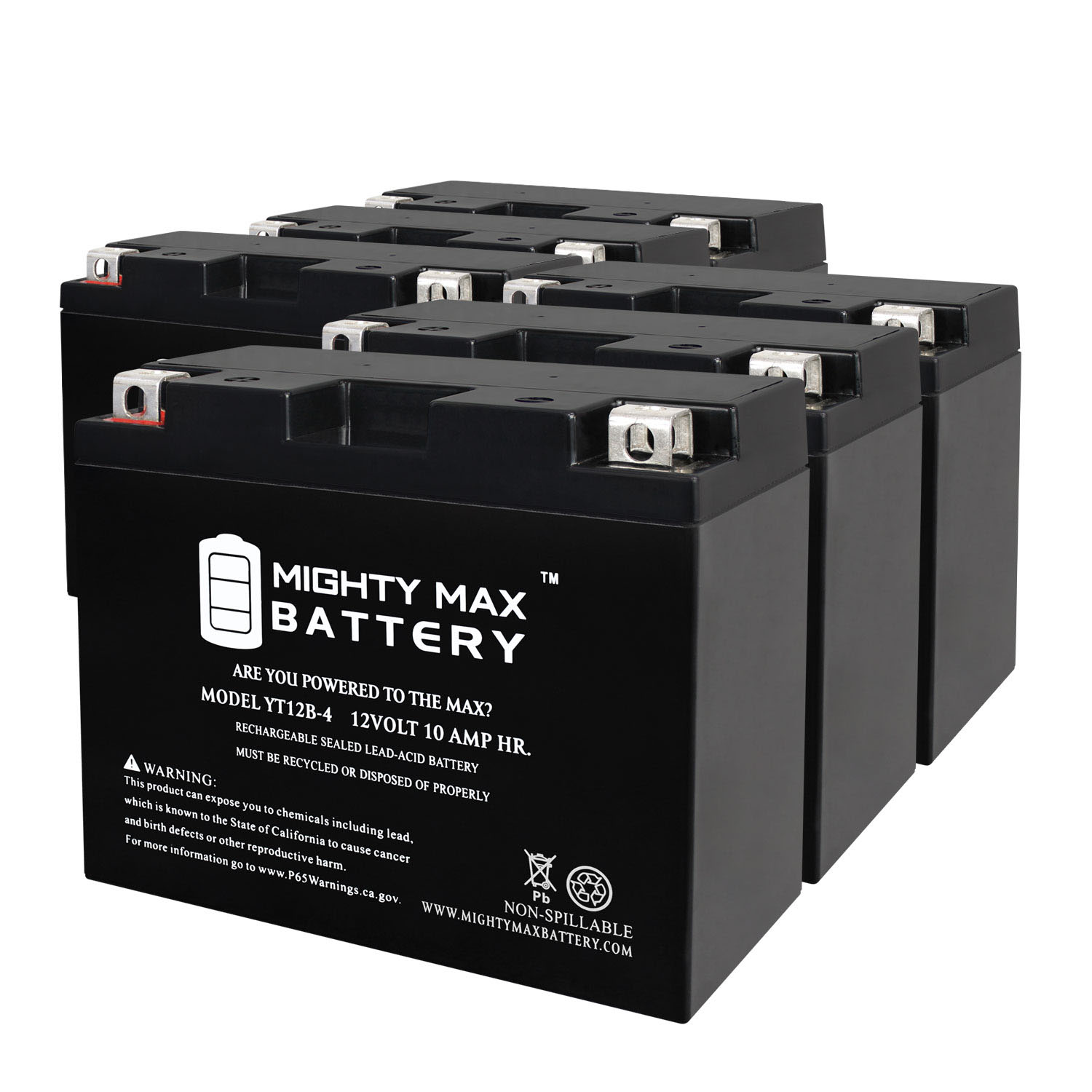 YT12B-4 12V 10Ah SLA Replacement Battery Compatible with Ducati 1200 Diavel ABS 11-18 - 6 Pack