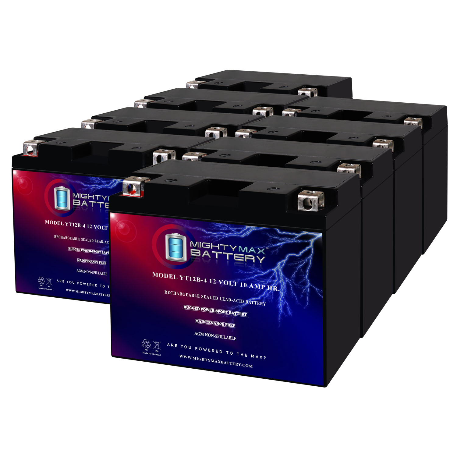 YT12B-4 12V 10Ah SLA Replacement Battery Compatible with Yamaha BTG-GT12B-40-00 - 8 Pack