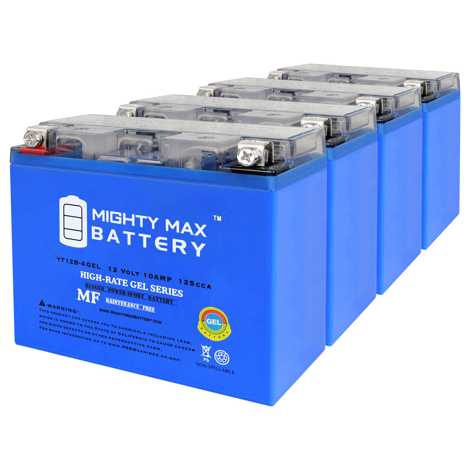 YT12B-4 GEL 12V 10Ah Replacement Battery Compatible with PowerStar CT12B-4 - 4 Pack