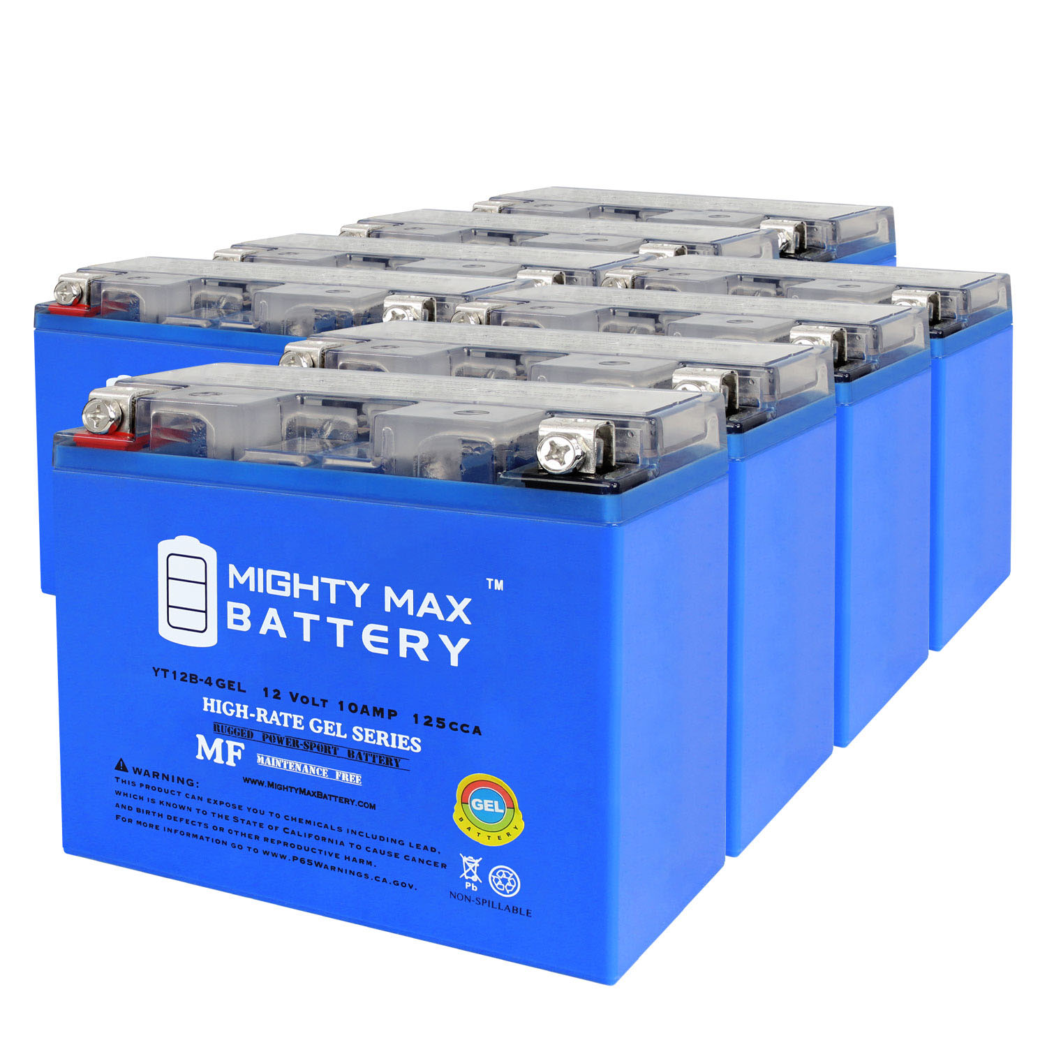 YT12B-4 GEL 12V 10Ah Replacement Battery Compatible with Ducati 1000 Paul Smart LE 06 - 8 Pack