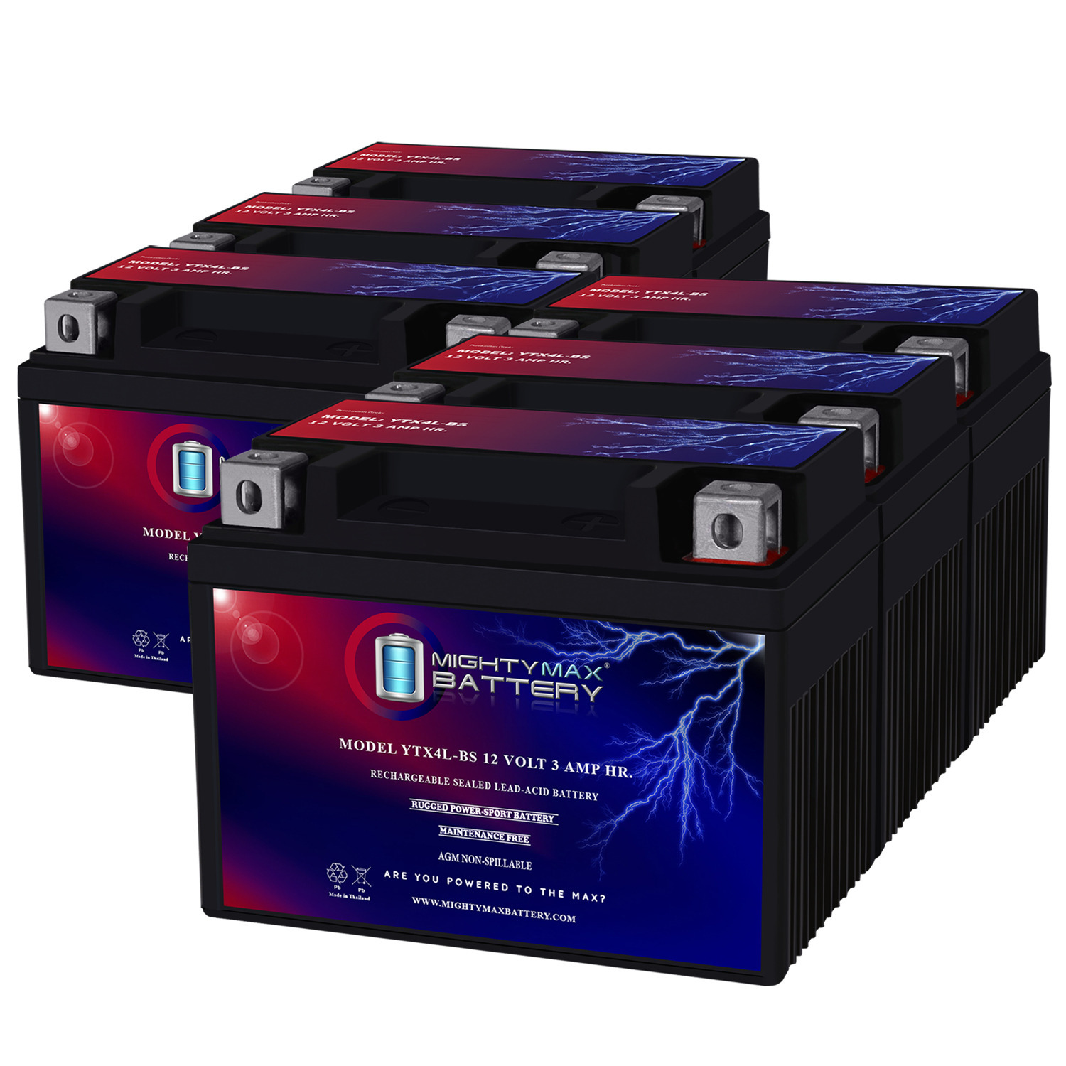YTX4L-BS SLA Replacement Battery Compatible with Moose Utility YTX4L MOOM72X4B - 6 Pack