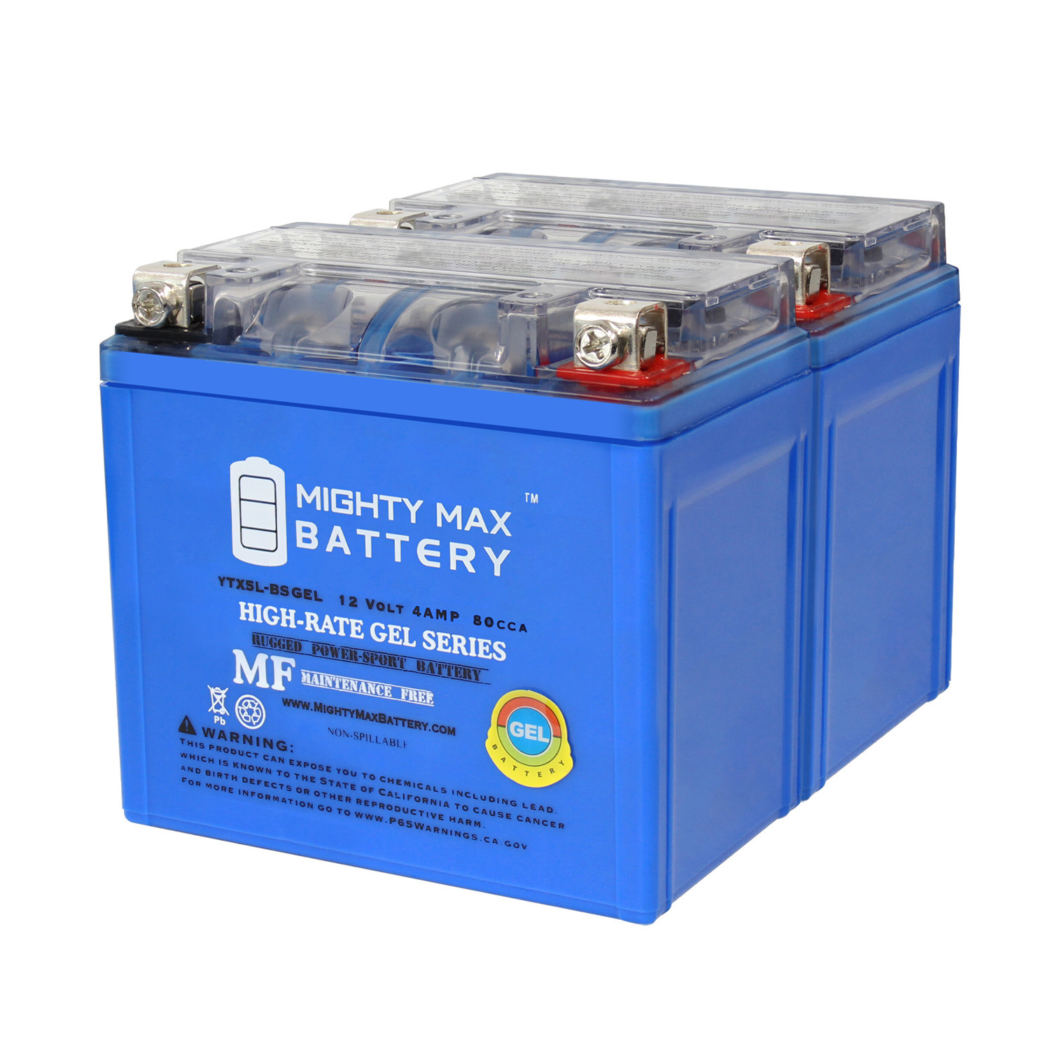 YTX5L-BS GEL Replacement Battery Compatible with Napa AGM YTX5L-BS - 2 Pack