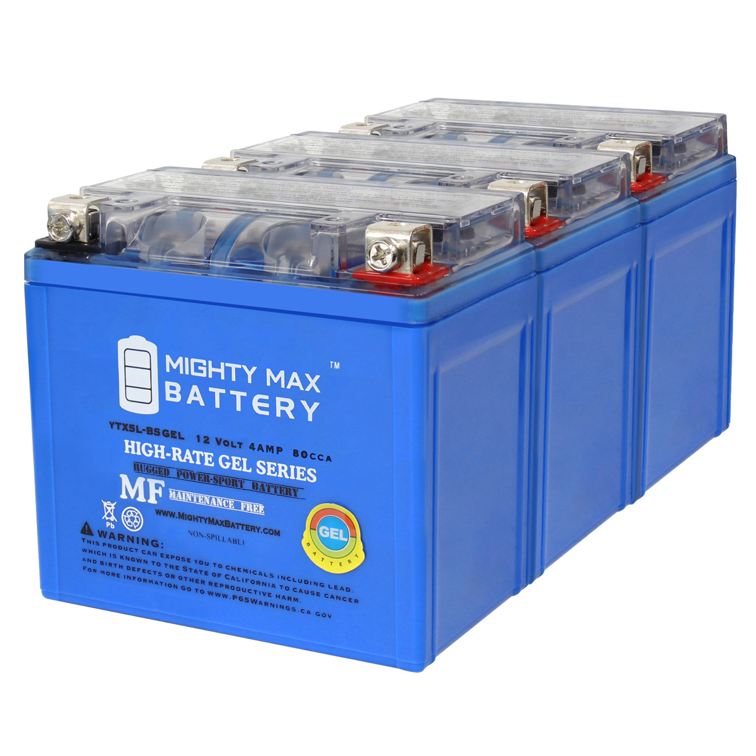YTX5L-BS GEL Replacement Battery Compatible with Napa AGM YTX5L-BS - 3 Pack