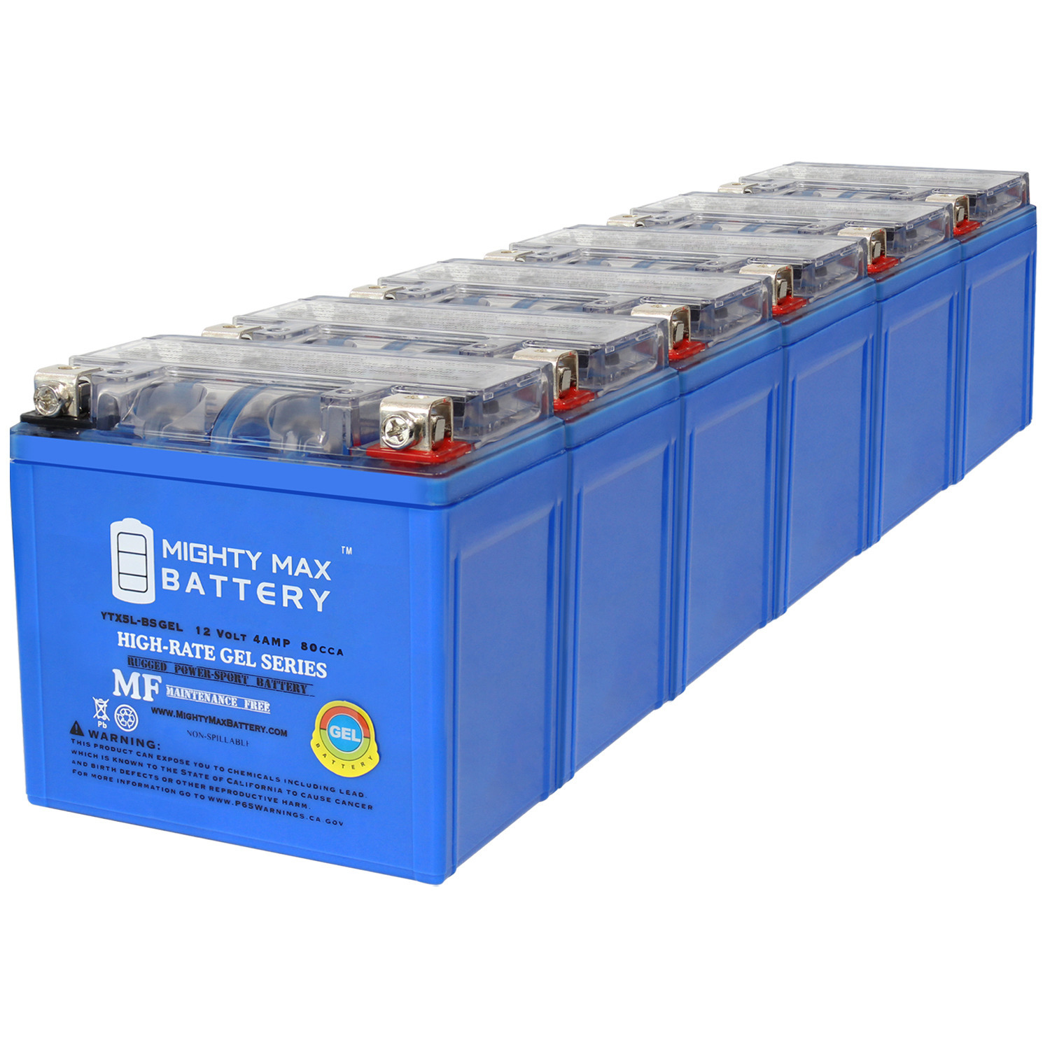 YTX5L-BS GEL Replacement Battery Compatible with Yamaha 1C6-H2100-10-00 - 6 Pack