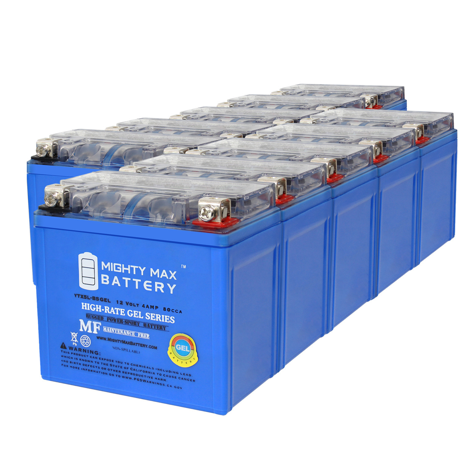 YTX5L-BS GEL Replacement Battery Compatible with Napa AGM YTX5L-BS - 10 Pack