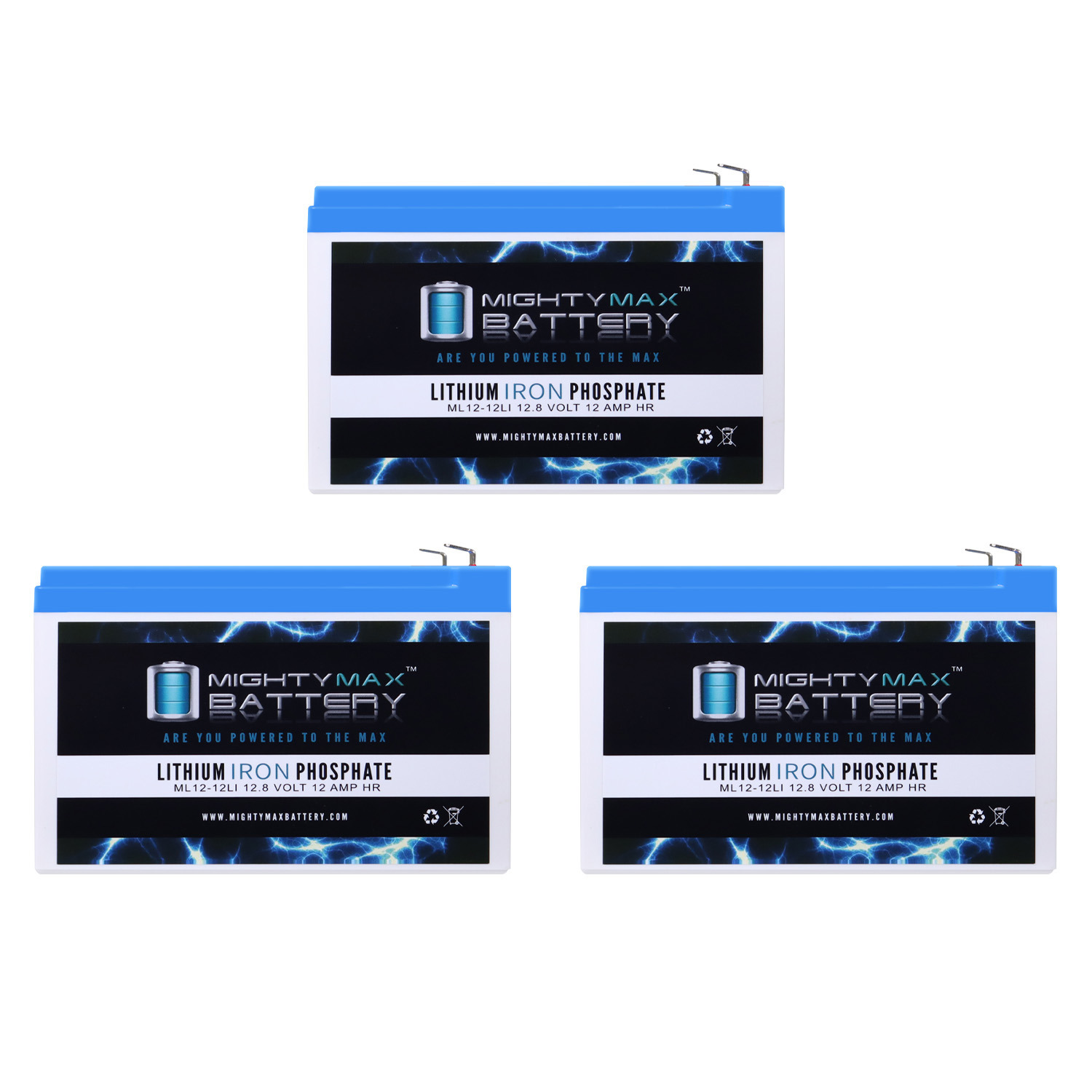 12V 12Ah Lithium Replacement Battery Compatible with Interstate SLA3060, SLA1105 - 3 Pack