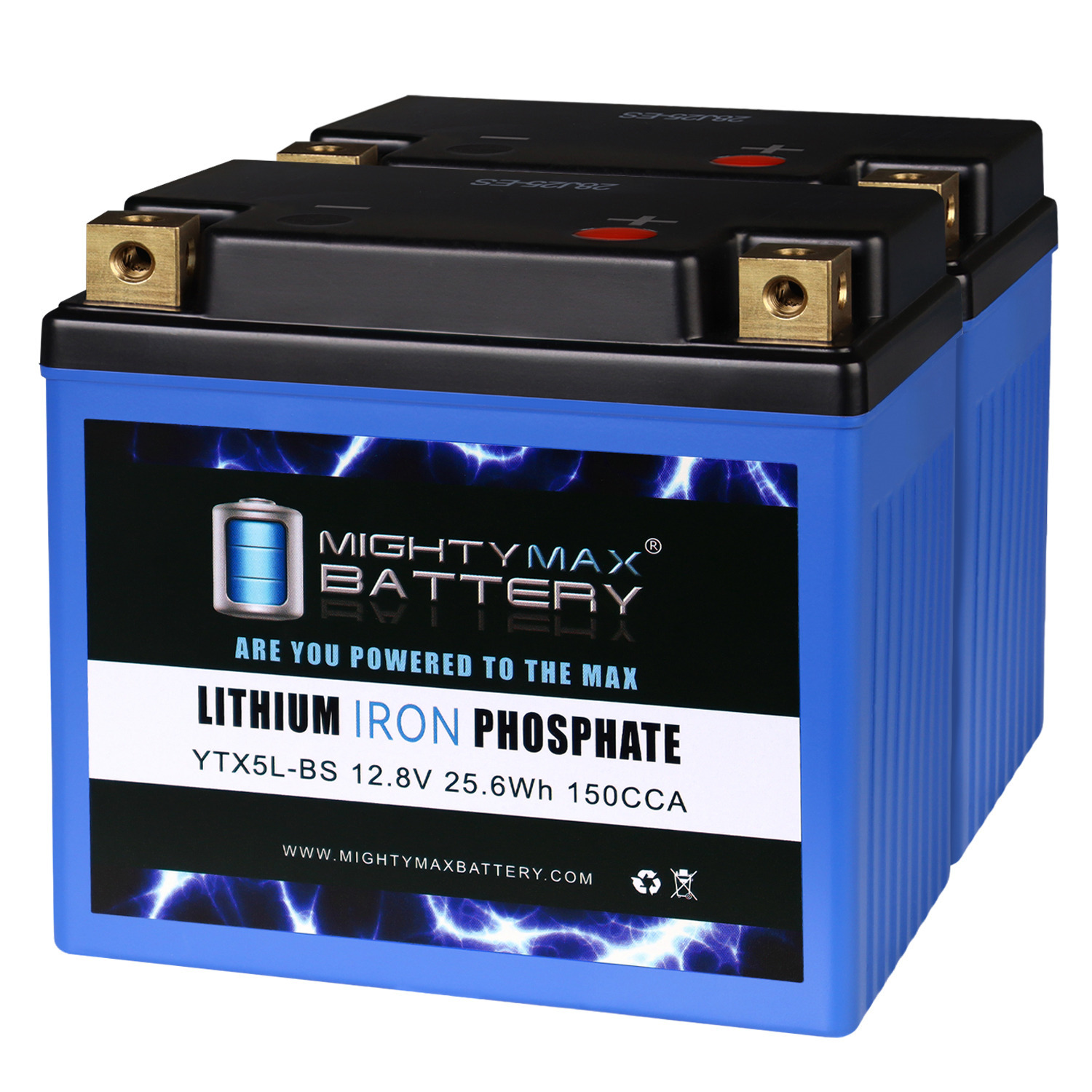 YTX5L-BS Lithium Replacement Battery Compatible with Yamaha 1C6-H2100-10-00 - 2 Pack