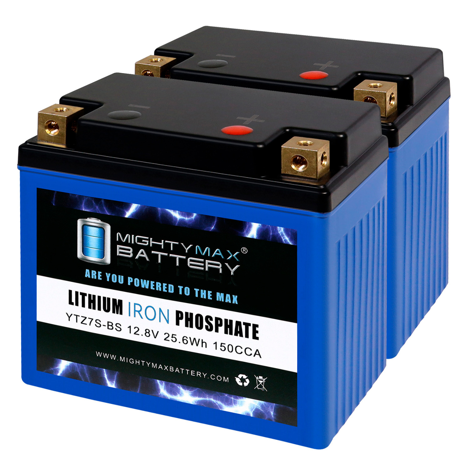 YTZ7S Lithium Replacement Battery Compatible with Honda Kawasaki KTM E-Ton BMW - 2 Pack