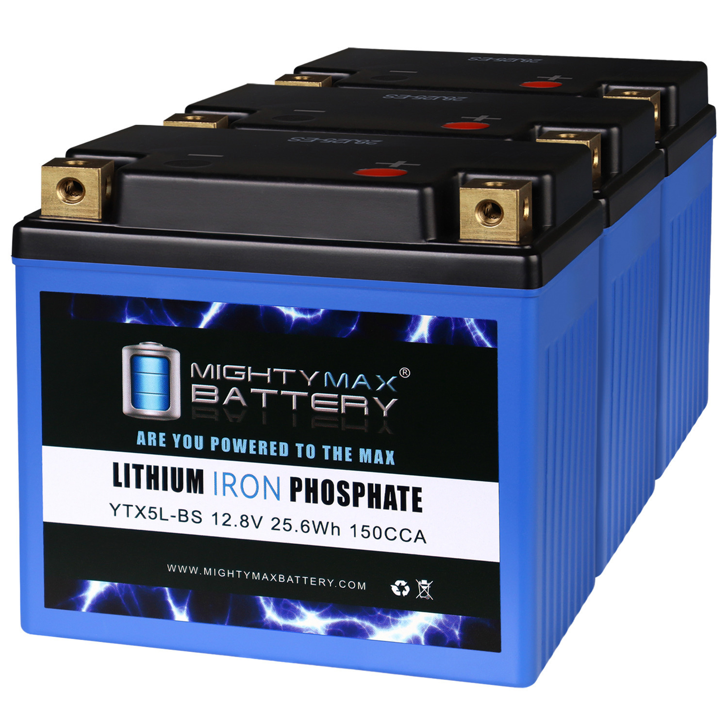 YTX5L-BS Lithium Replacement Battery Compatible with Motocross YTX5L-BS - 3 Pack