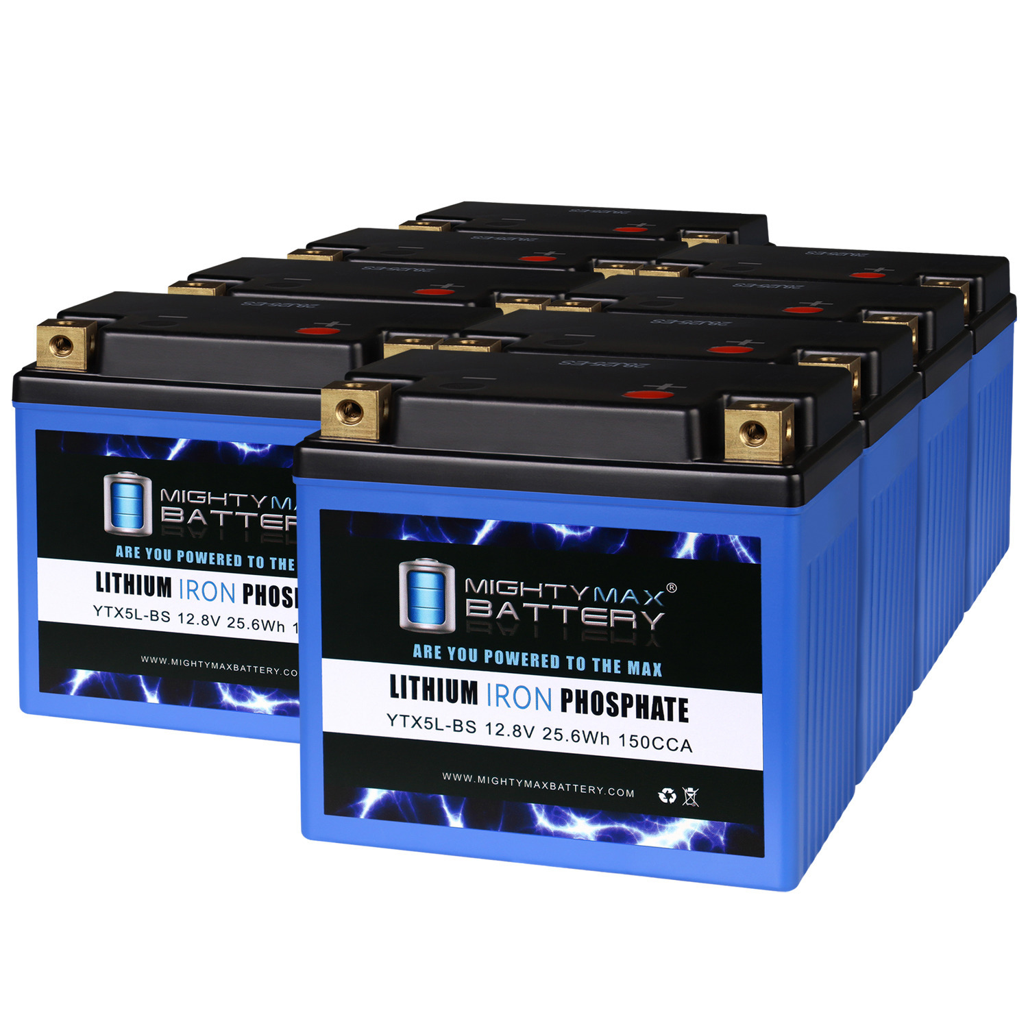 YTX5L-BS Lithium Replacement Battery Compatible with Interstate 12VX5L-B - 8 Pack