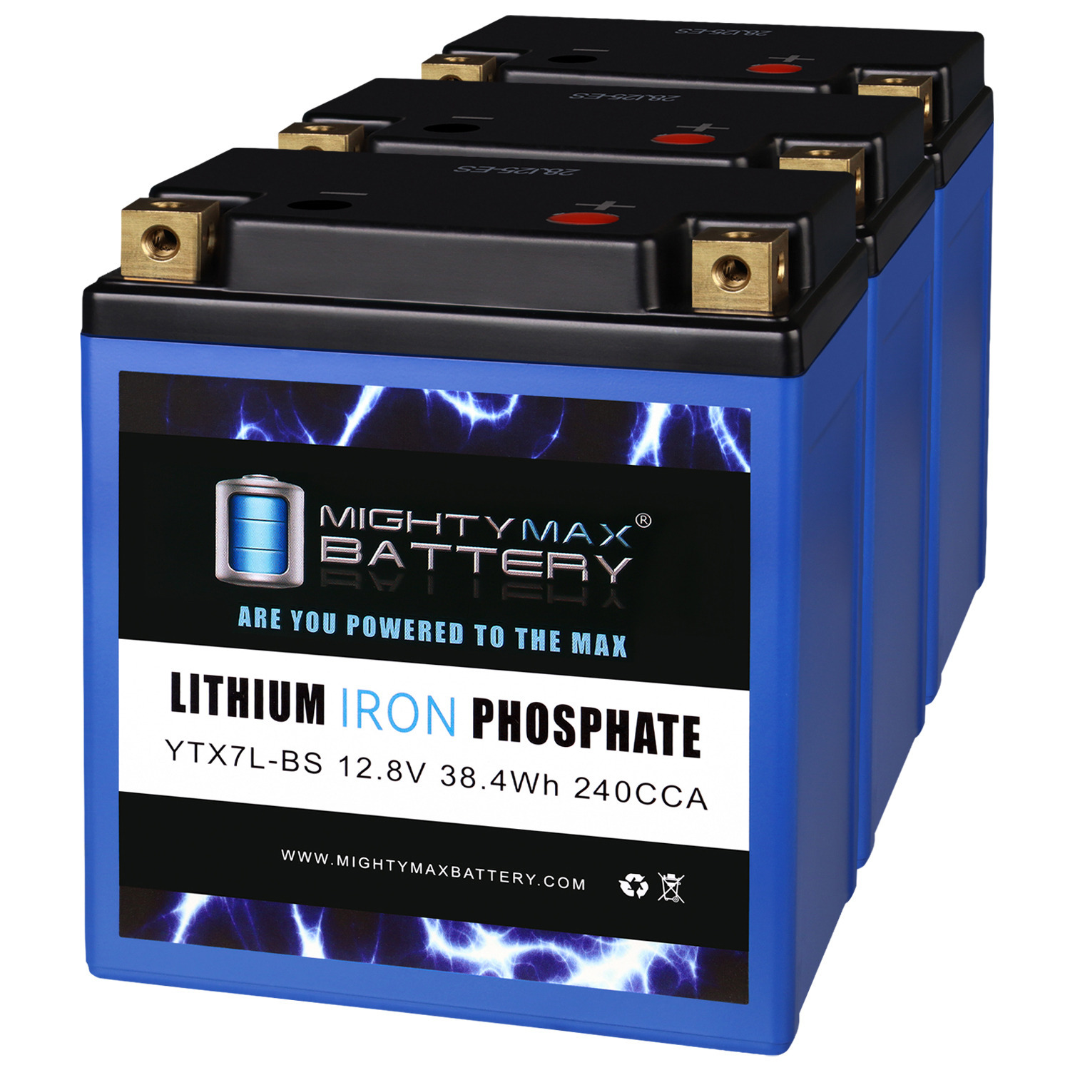 YTX7L-BS Lithium Replacement Battery Compatible with Sigmas Tek STX7L-BS - 3 Pack