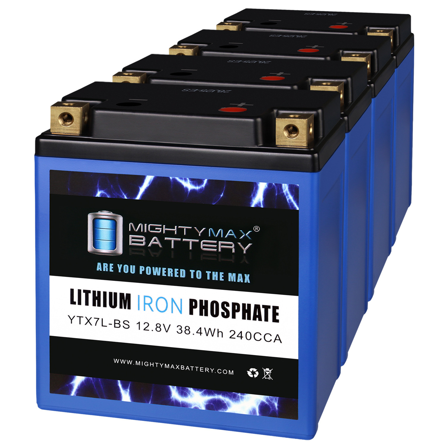 YTX7L-BS Lithium Replacement Battery Compatible with Sigmas Tek STX7L-BS - 4 Pack