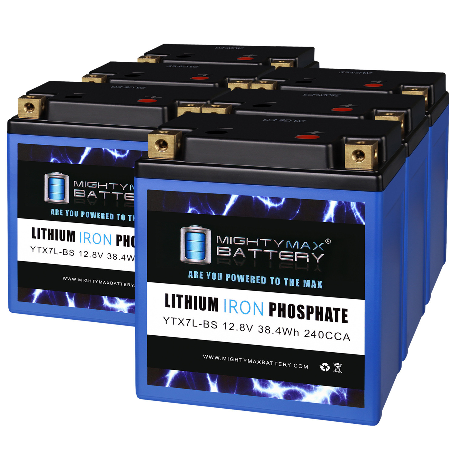 YTX7L-BS Lithium Replacement Battery Compatible with Honda Yamaha BMW KTM - 6 Pack