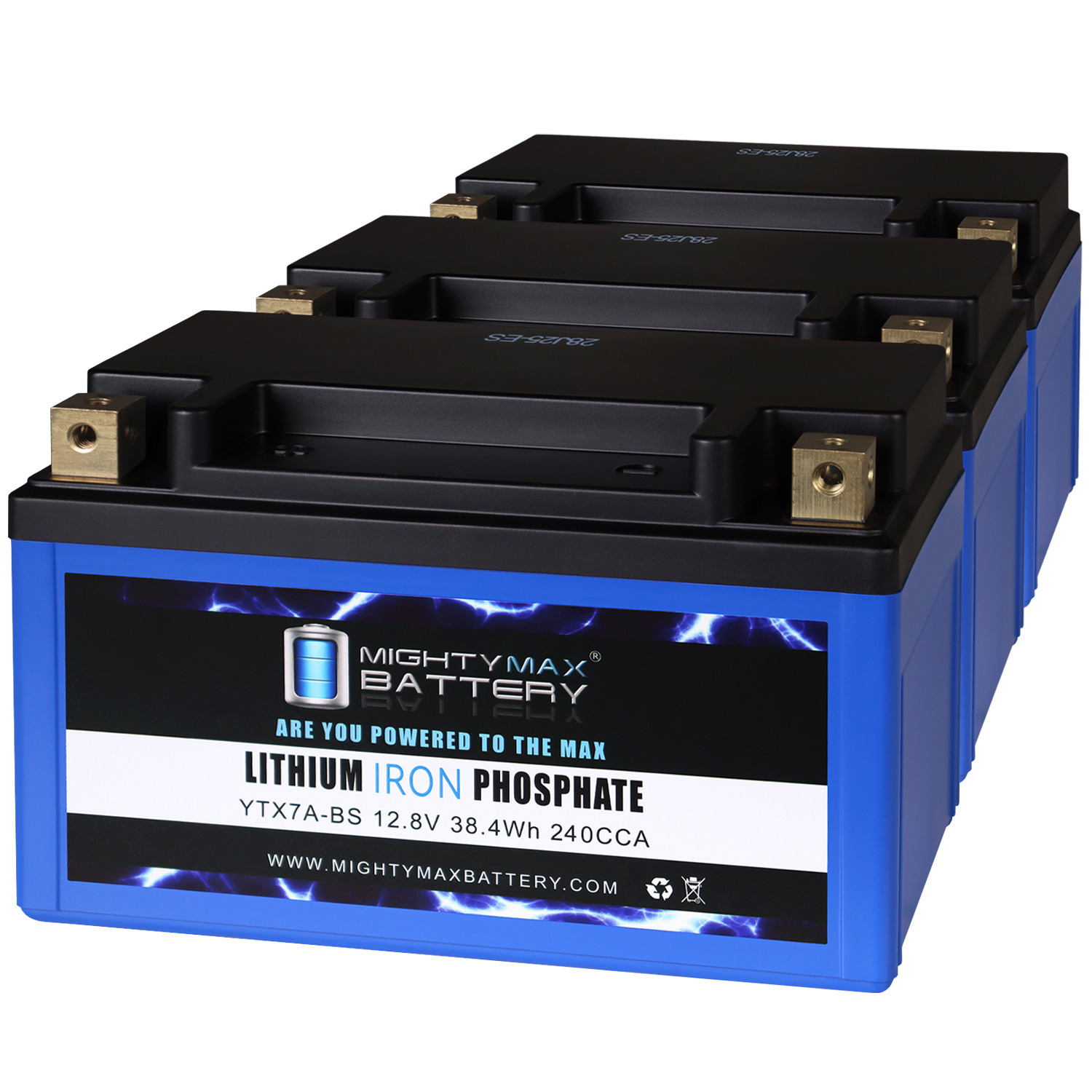 YTX7A-BS Lithium Replacement Battery Compatible with Kawasaki KLX230, ABS 21-22 - 3 Pack
