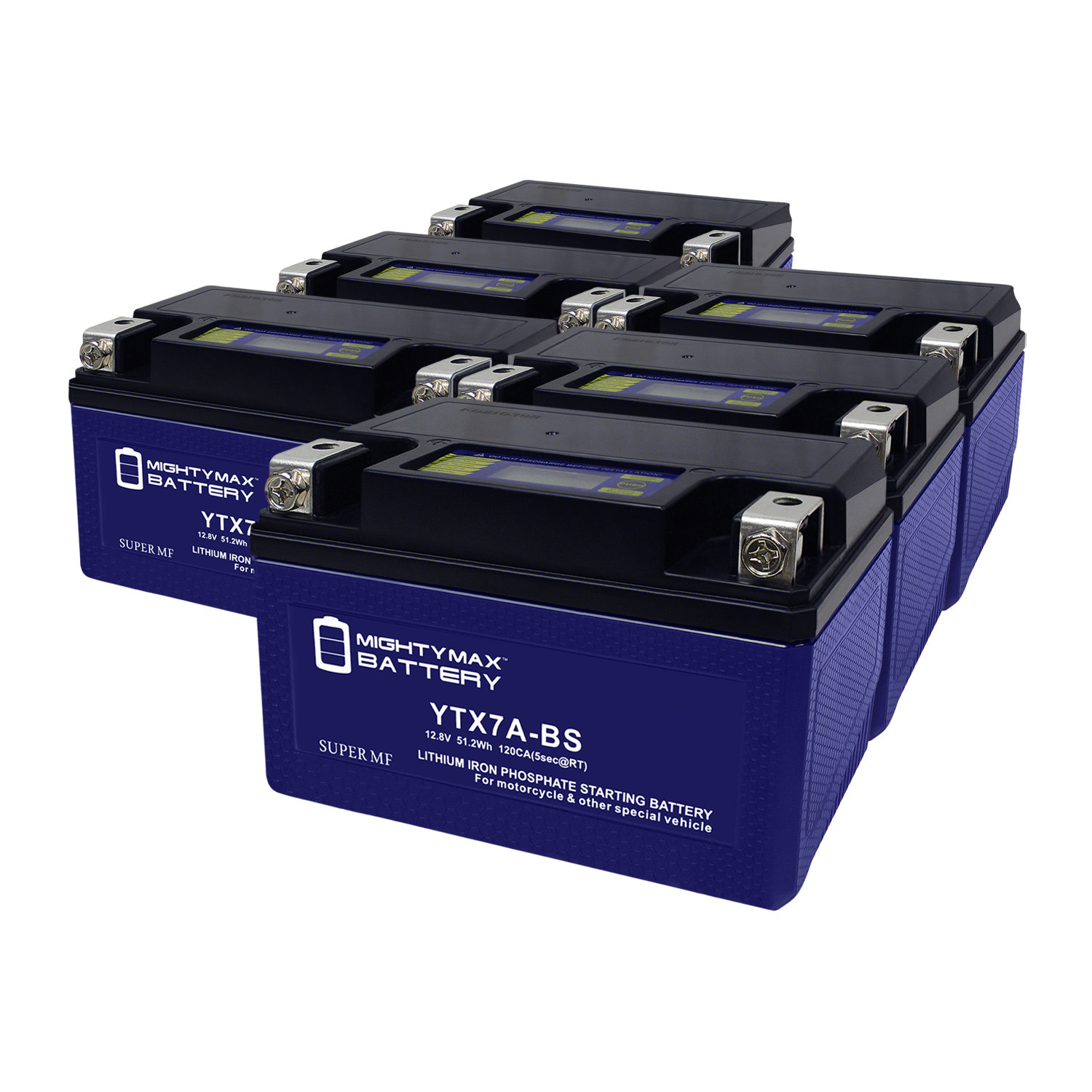 YTX7A-BS Lithium Replacement Battery Compatible with Interstate Yuasa Exide Deka Delco - 6 Pack
