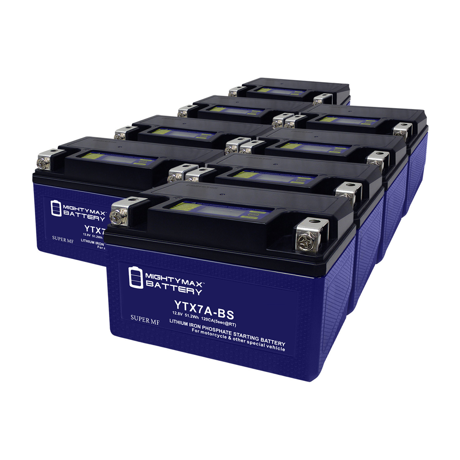 YTX7A-BS Lithium Replacement Battery Compatible with Interstate Yuasa Exide Deka Delco - 8 Pack