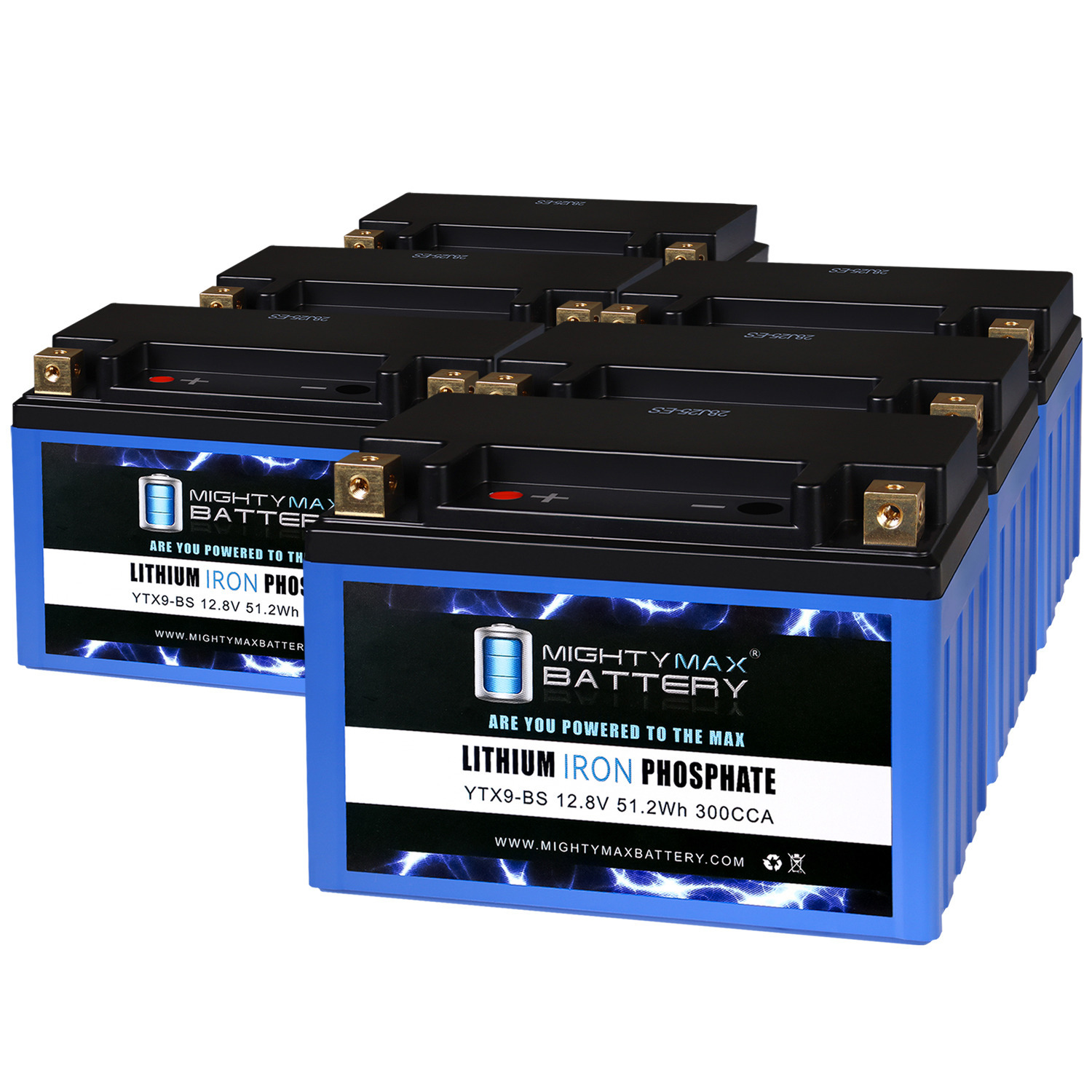 YTX9-BS Lithium Replacement Battery Compatible with Genuine Sigmas Tek STX9-BS - 6 Pack