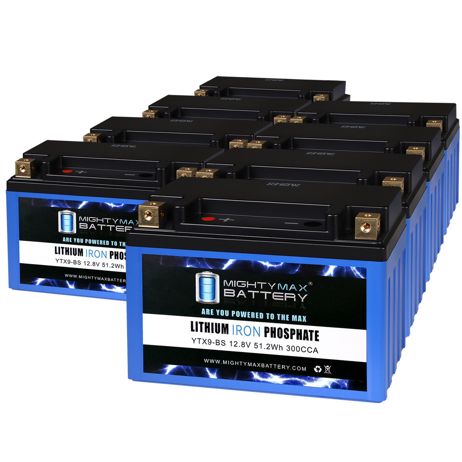 YTX9-BS Lithium Replacement Battery Compatible with Genuine Sigmas Tek STX9-BS - 8 Pack