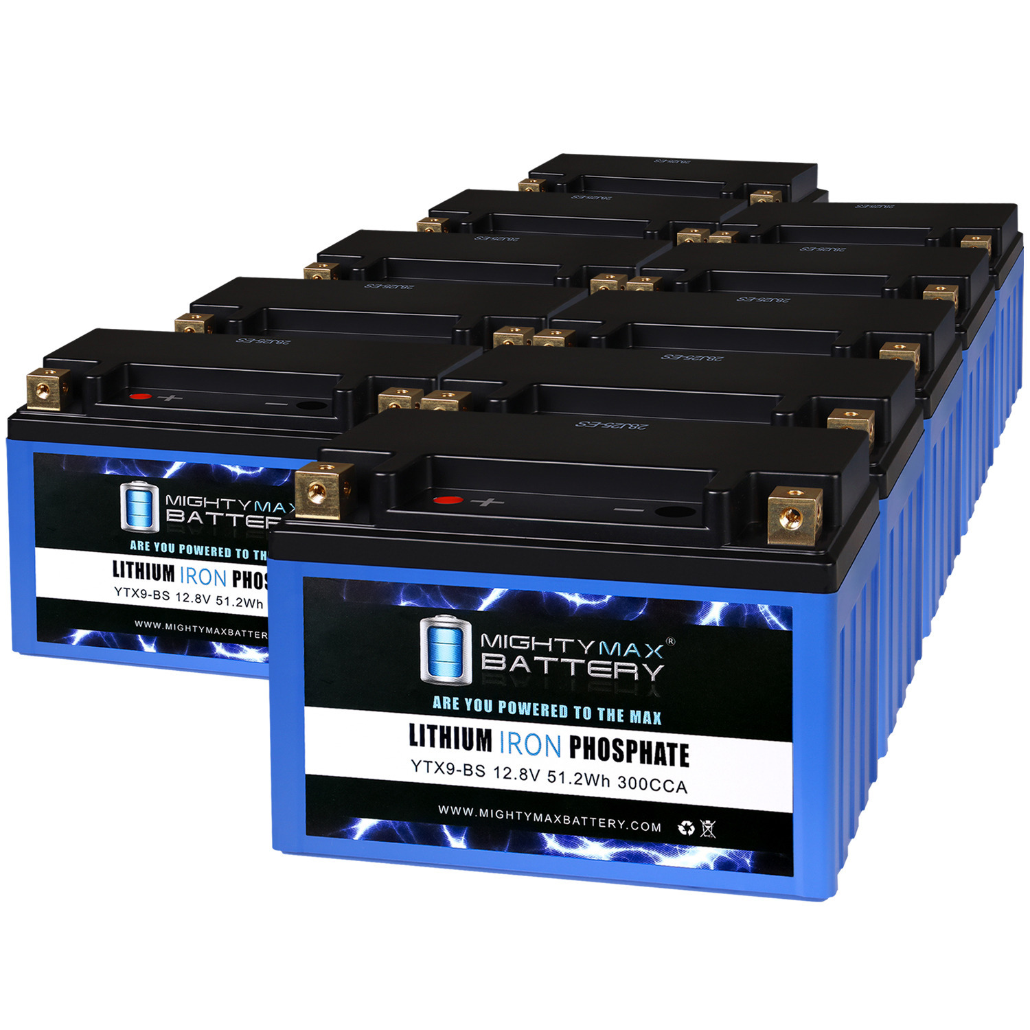 YTX9-BS Lithium Replacement Battery Compatible with Genuine Sigmas Tek STX9-BS - 10 Pack