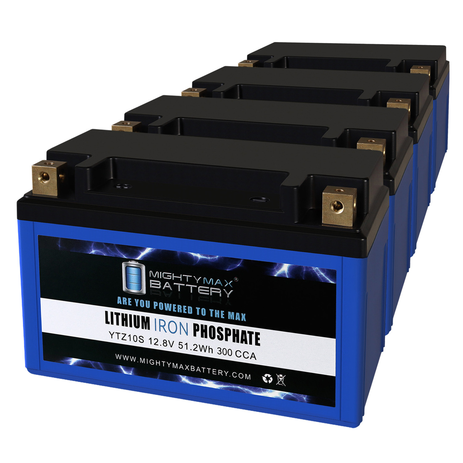 YTZ10S Lithium Replacement Battery compatible with Motorcycle BR929 CBR600 - 4 Pack