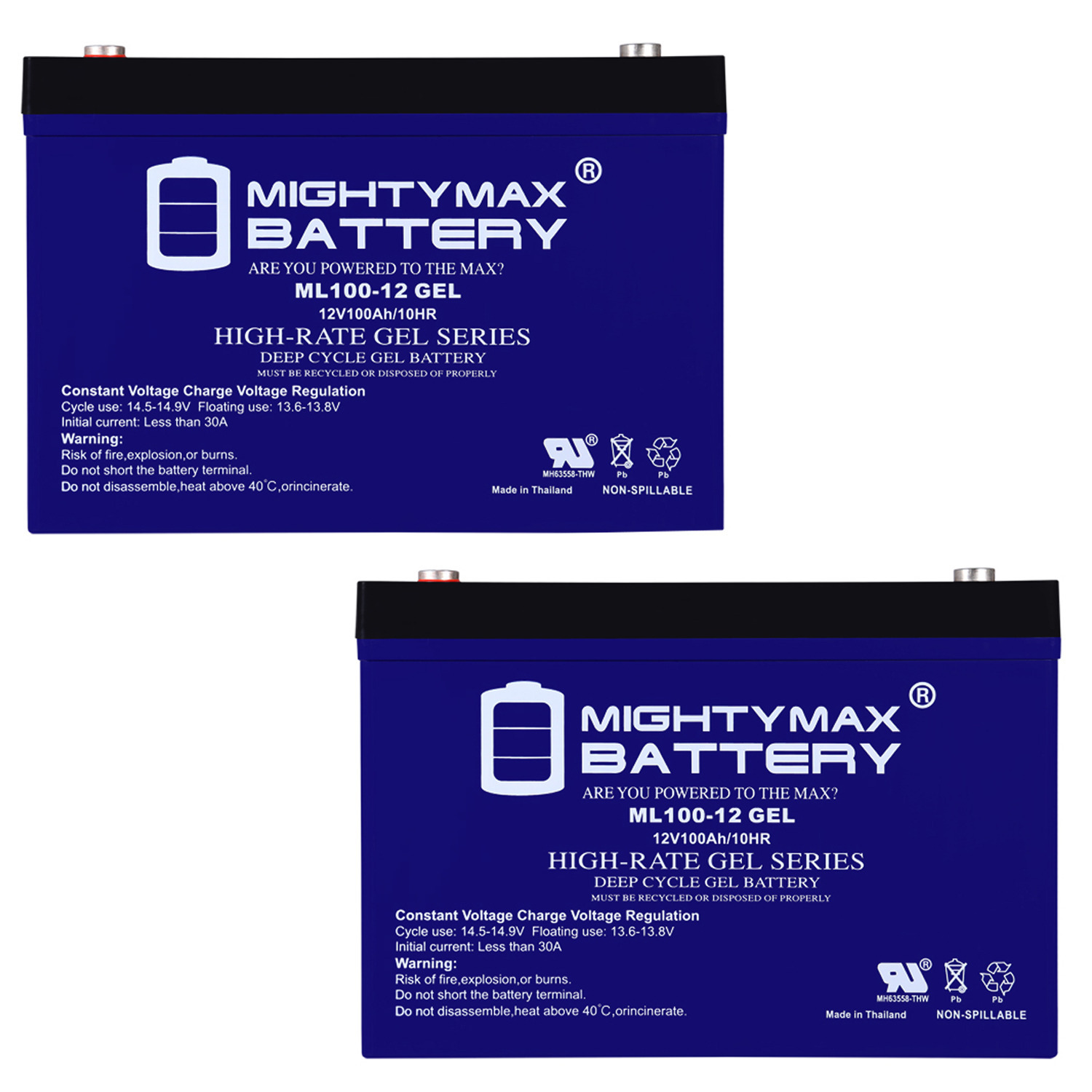 12V 100AH GEL Replacement Battery Compatible with Panasonic LCR12V80P - 2 Pack