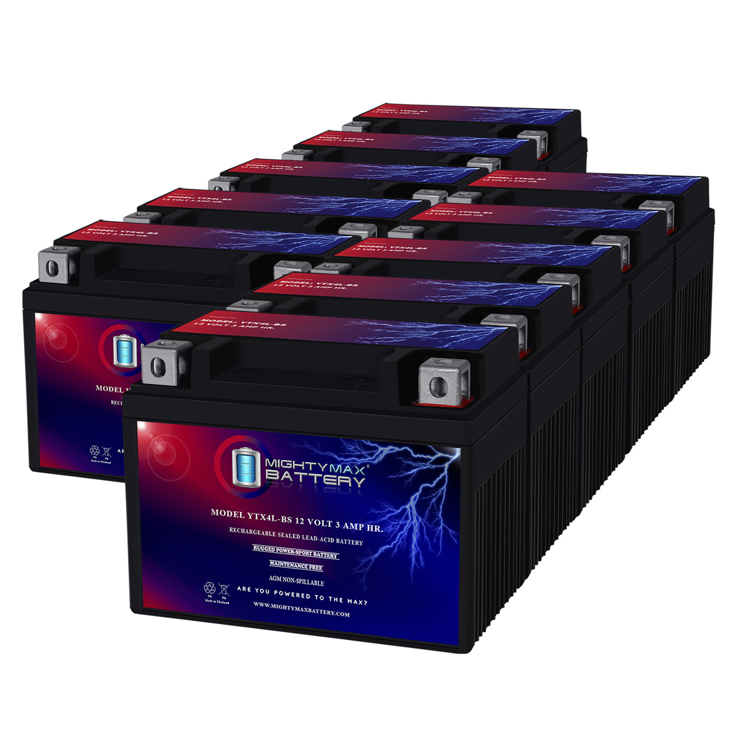 YTX4L-BS SLA Replacement Battery Compatible with Yamaha TTR125E/LE Electric Start 23 - 10 Pack
