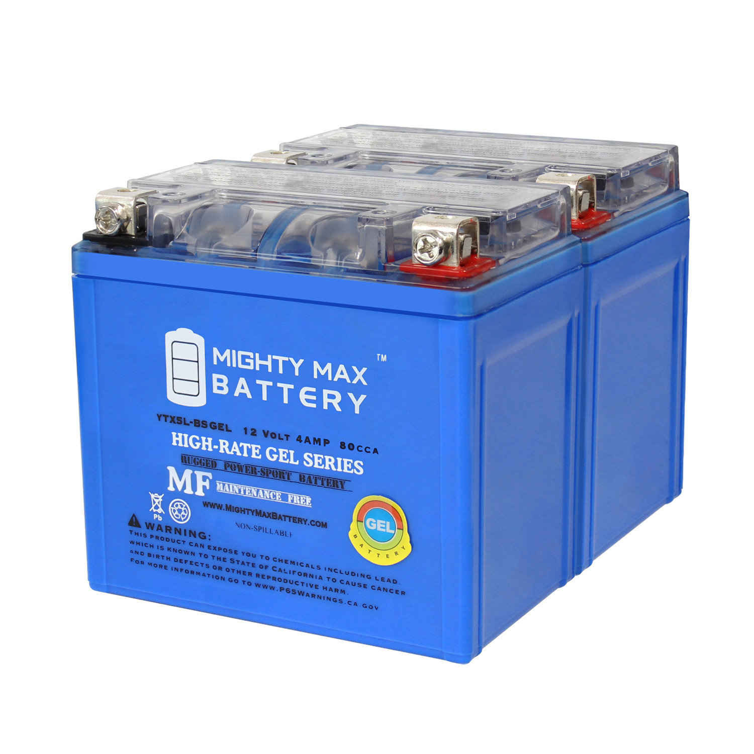 YTX5L-BS GEL Replacement Battery Compatible with Kawasaki 50 KFX50 23 - 2 Pack