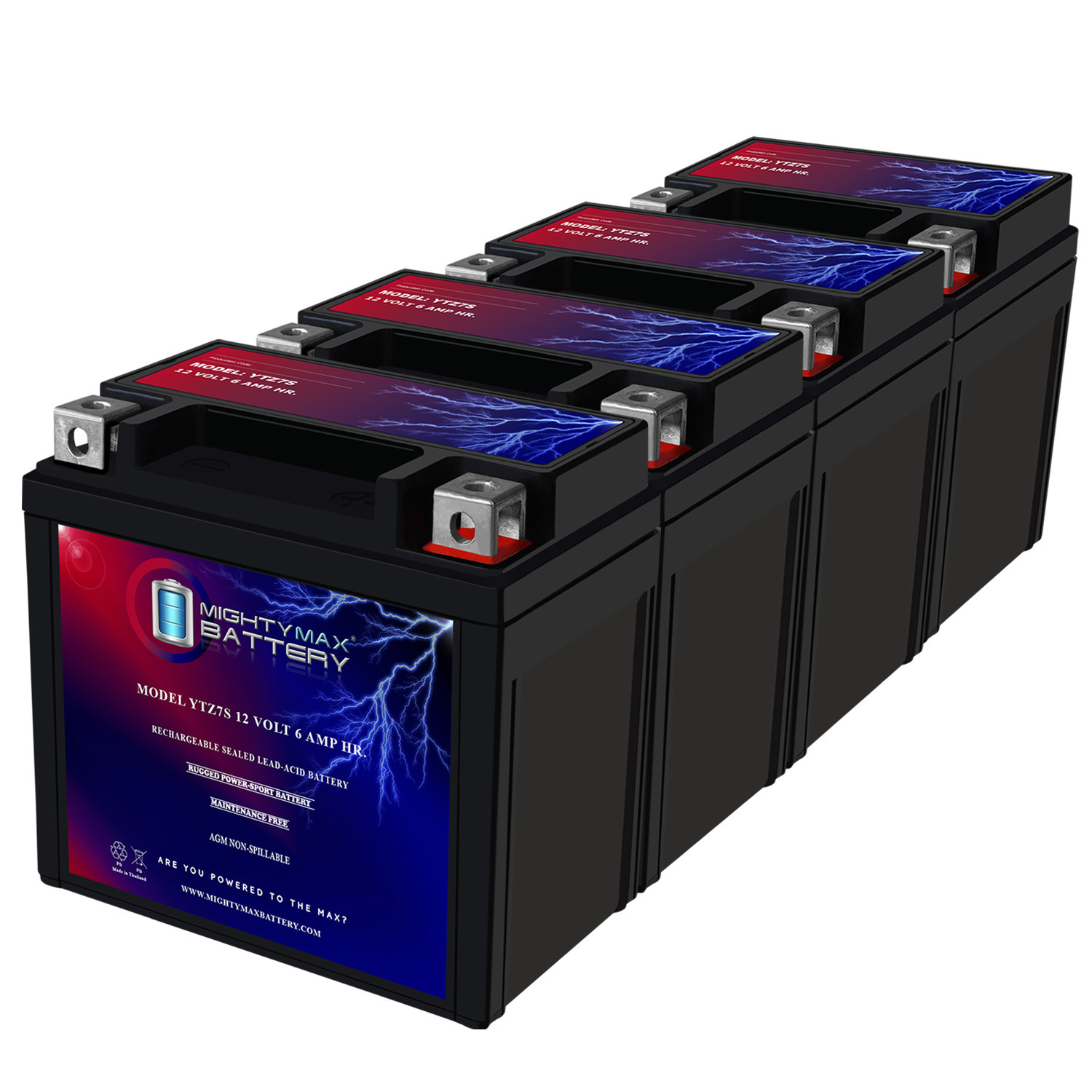 YTZ7S 12V 6AH Replacement Battery Compatible with Yamaha 50 YFZ50 23 - 4 Pack