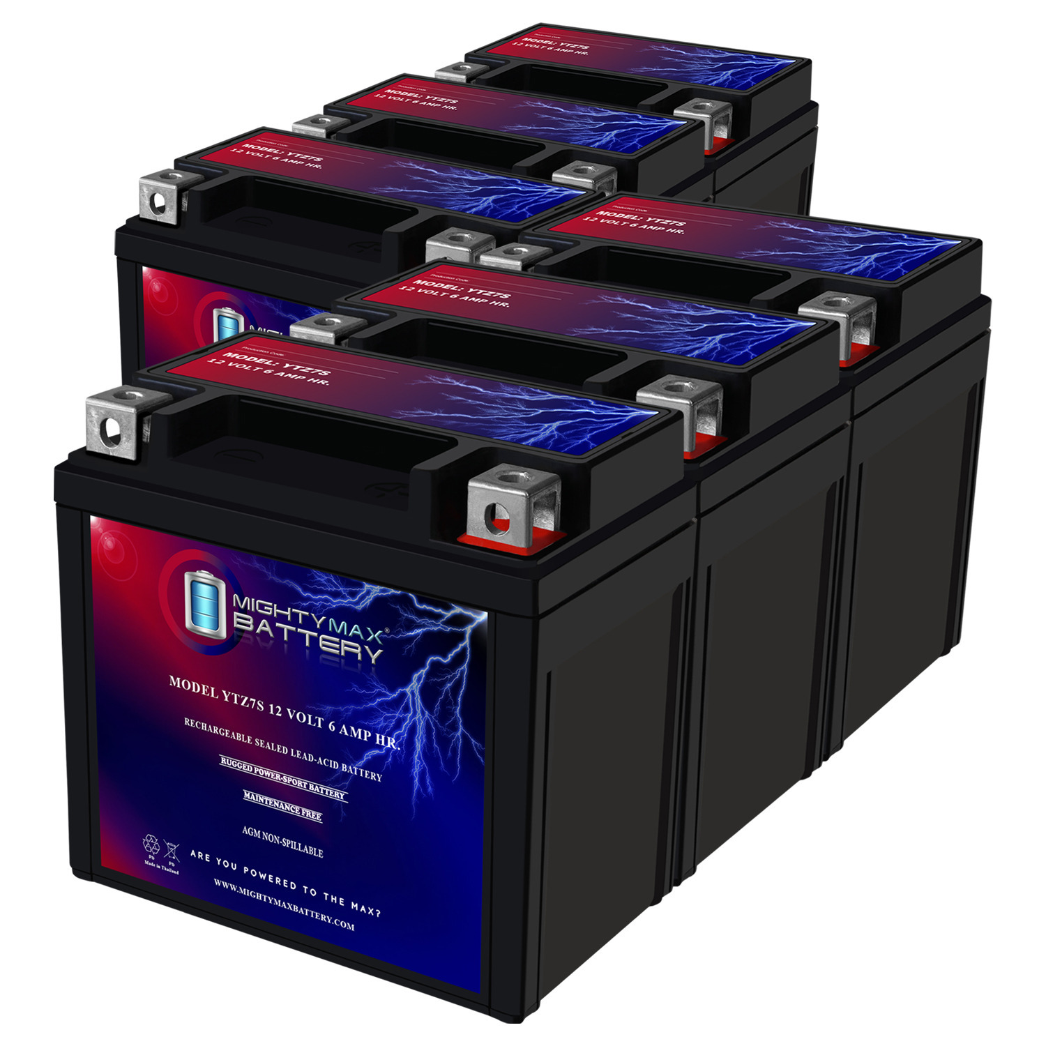 YTZ7S 12V 6AH Replacement Battery Compatible with Polaris 50 Outlaw, Predator (-07) 04-23 - 6 Pack