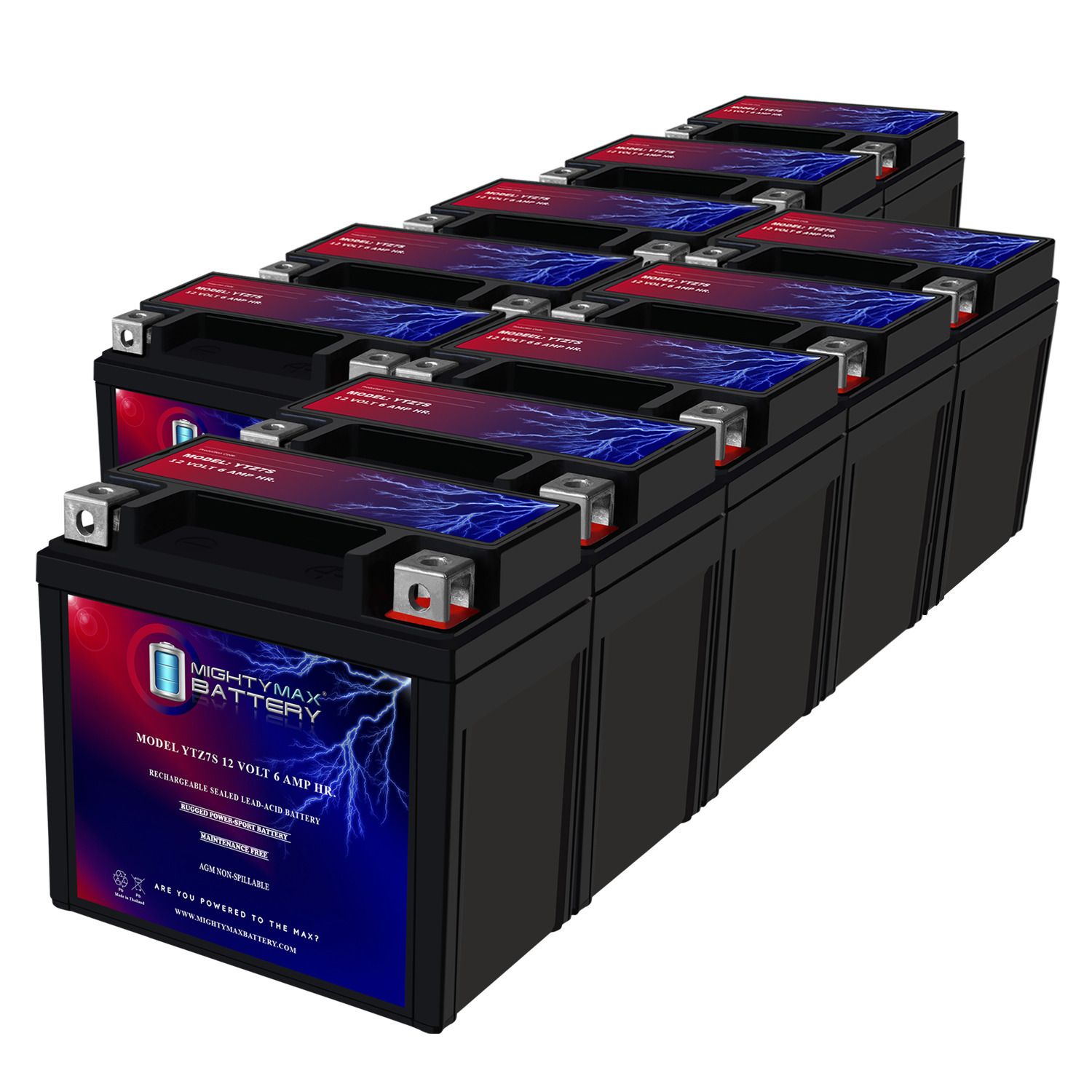 YTZ7S 12V 6AH Replacement Battery Compatible with Yamaha 50 YFZ50 23 - 10 Pack
