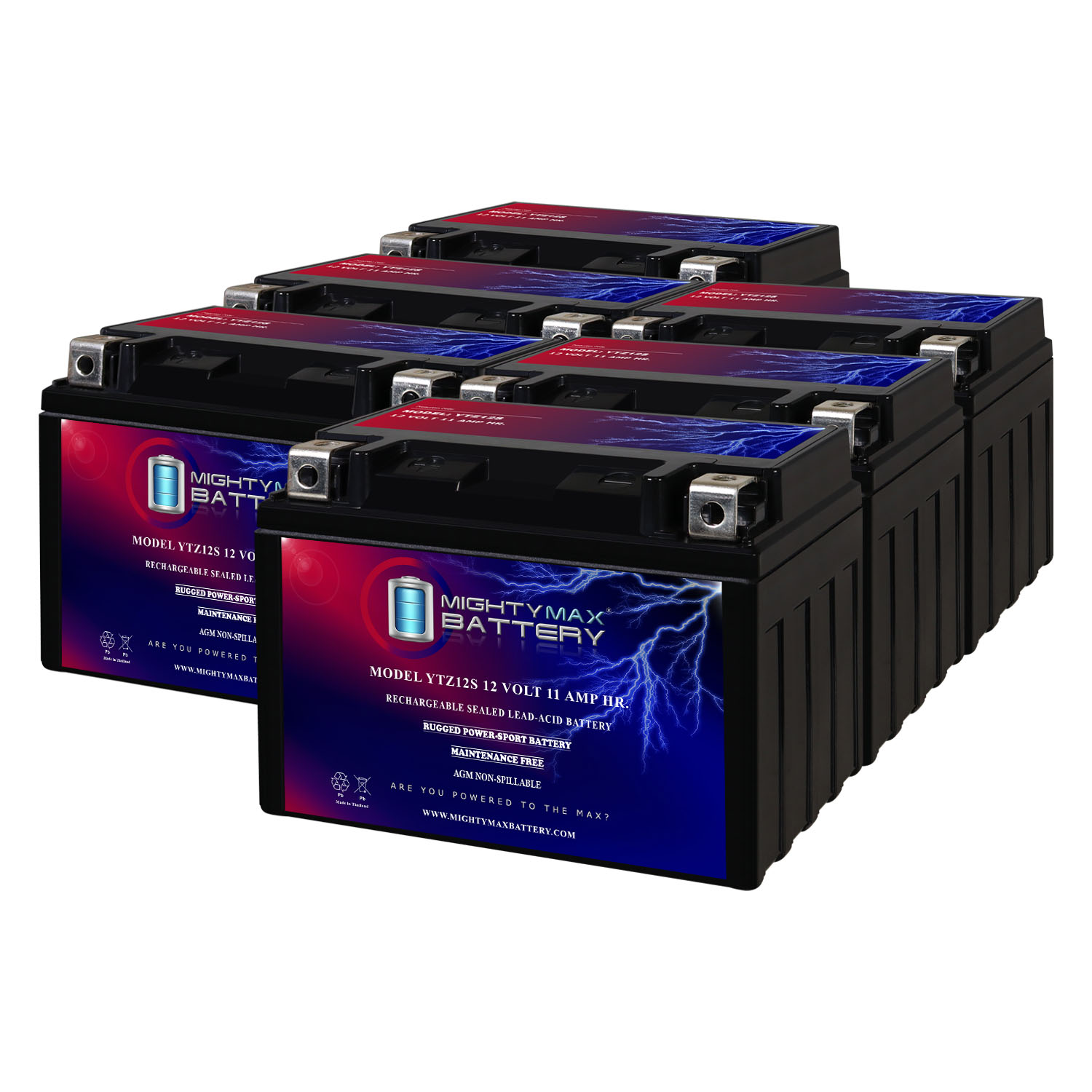 YTZ12S 12V 11Ah Replacement Battery compatible with Yamaha 1200 XTZ1200Z Super Tenere 12-23 - 6 Pack