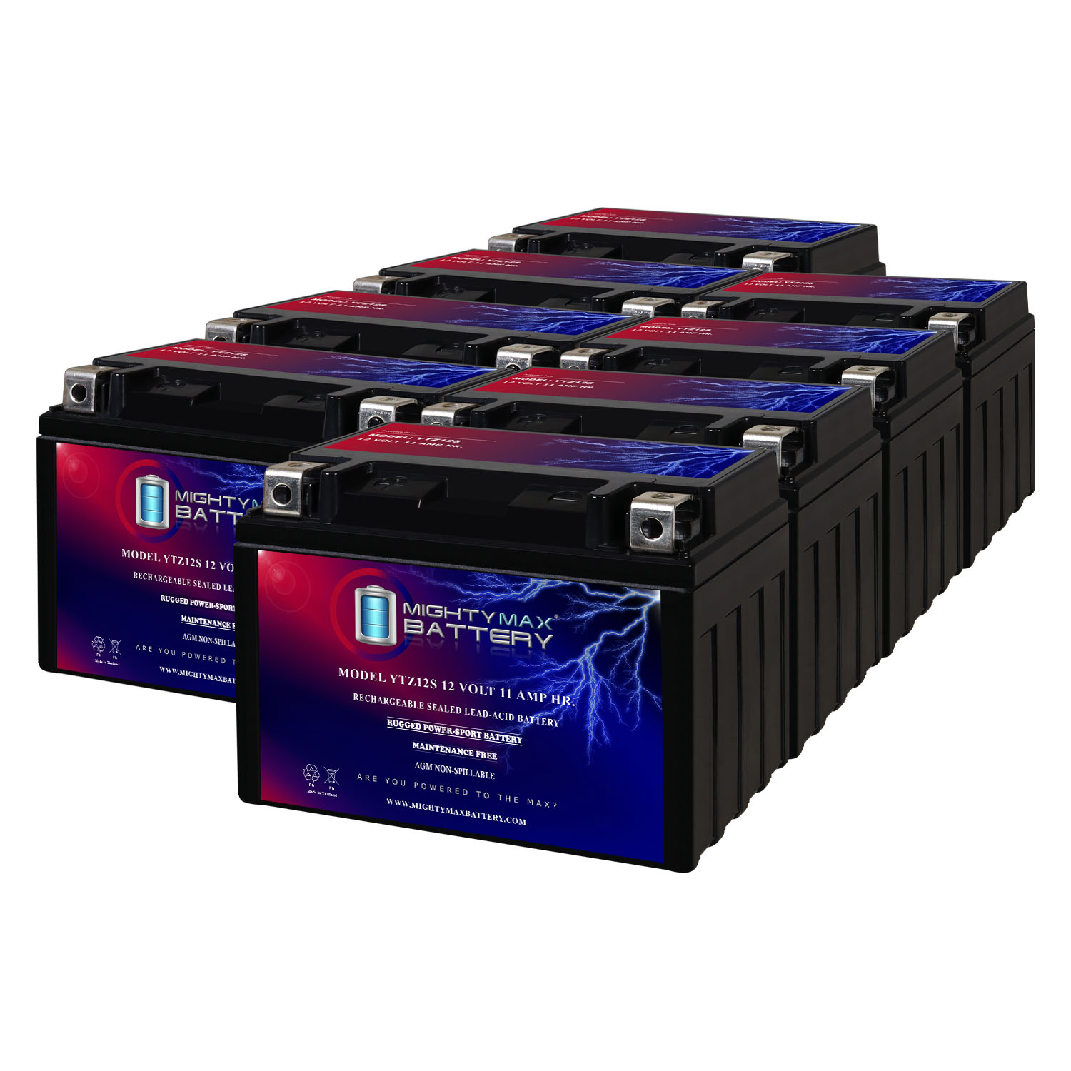 YTZ12S 12V 11Ah Replacement Battery compatible with Yamaha 1200 XTZ1200Z Super Tenere 12-23 - 8 Pack