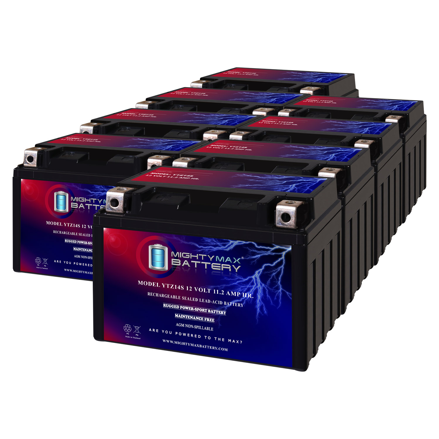 YTZ14S 12V 11.2Ah Replacement Battery Compatible with Suzuki 1300 GSXR1300RRQ 22-23 - 8 Pack