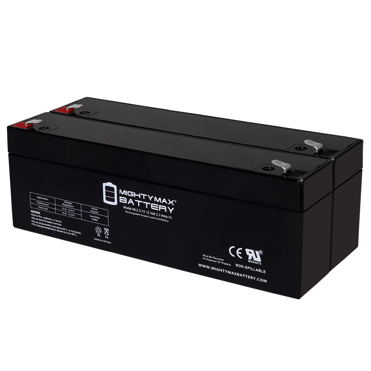 12V 2.3AH F1 SLA Replacement Battery Compatible With Electronic Waveform Lab Inc H-Wave Generator - 2 Pack