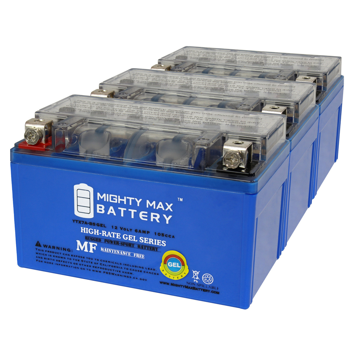 YTX7A-BS GEL Replacement Battery Compatible with Kawasaki 230 KLX230, S, SE, SM, ABS 24 - 3 Pack