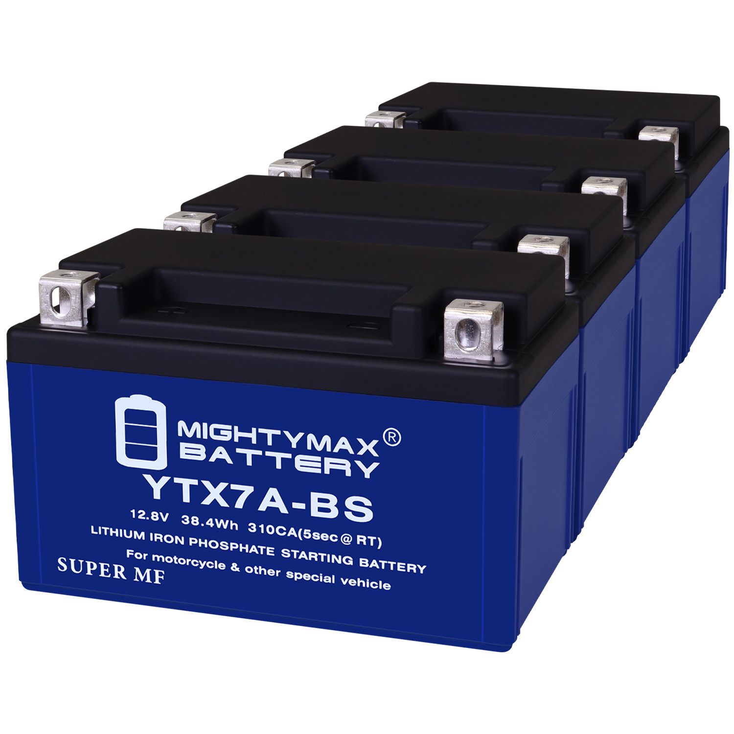 YTX7A-BS Lithium Replacement Battery compatible with Kawasaki 230 KLX230, S, SE, SM, ABS 24 - 4 Pack
