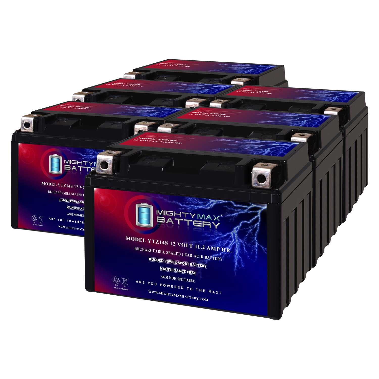 YTZ14S 12V 11.2Ah Replacement Battery Compatible with Suzuki 1050 DL 1050 V-Strom 20-23 - 6 Pack